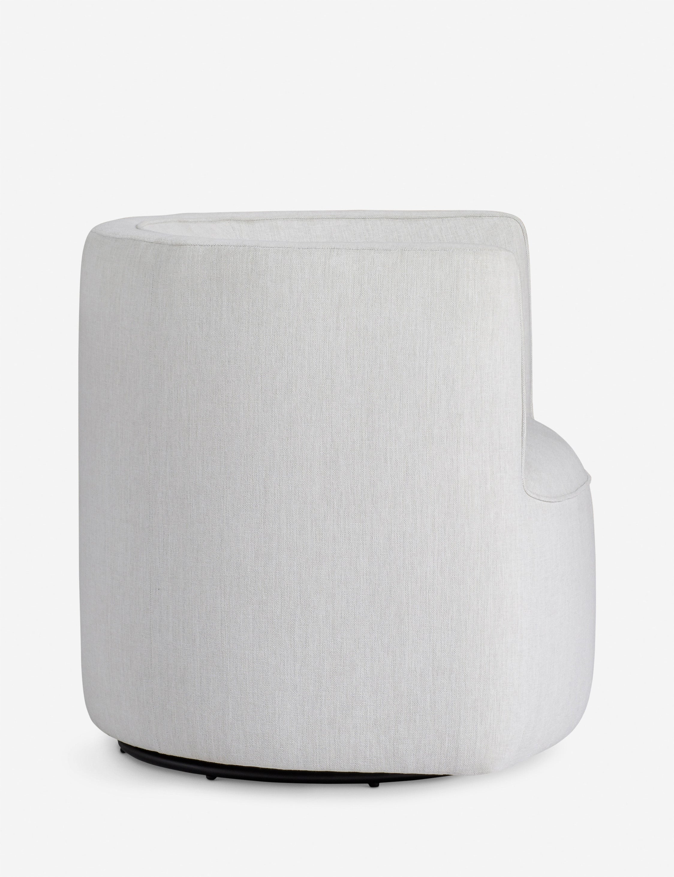 Side profile of the Haynes barrel back swivel chair