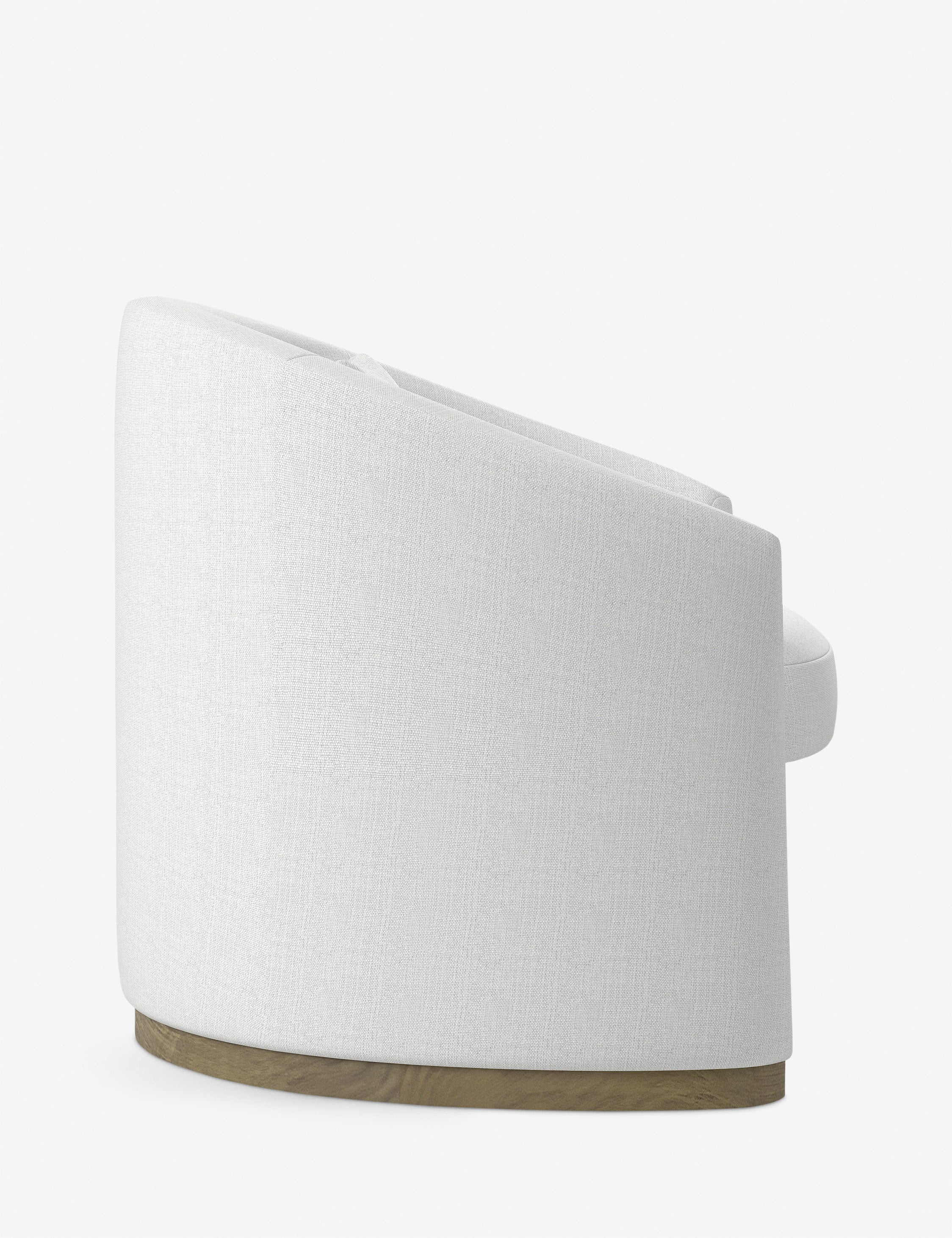 Side profile of the Macallister shelf seat accent chair