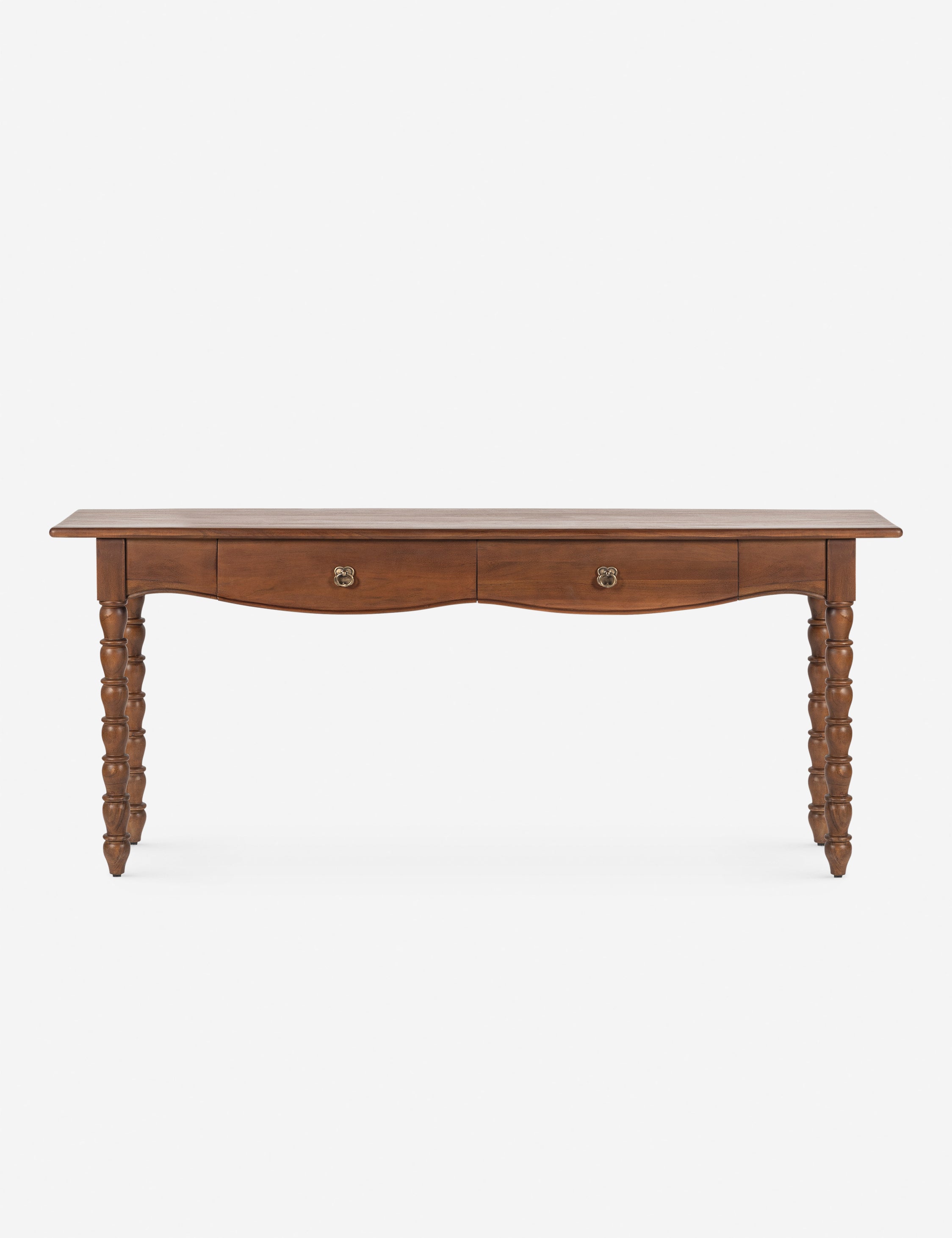 Foxton beaded turned wood two drawer console table
