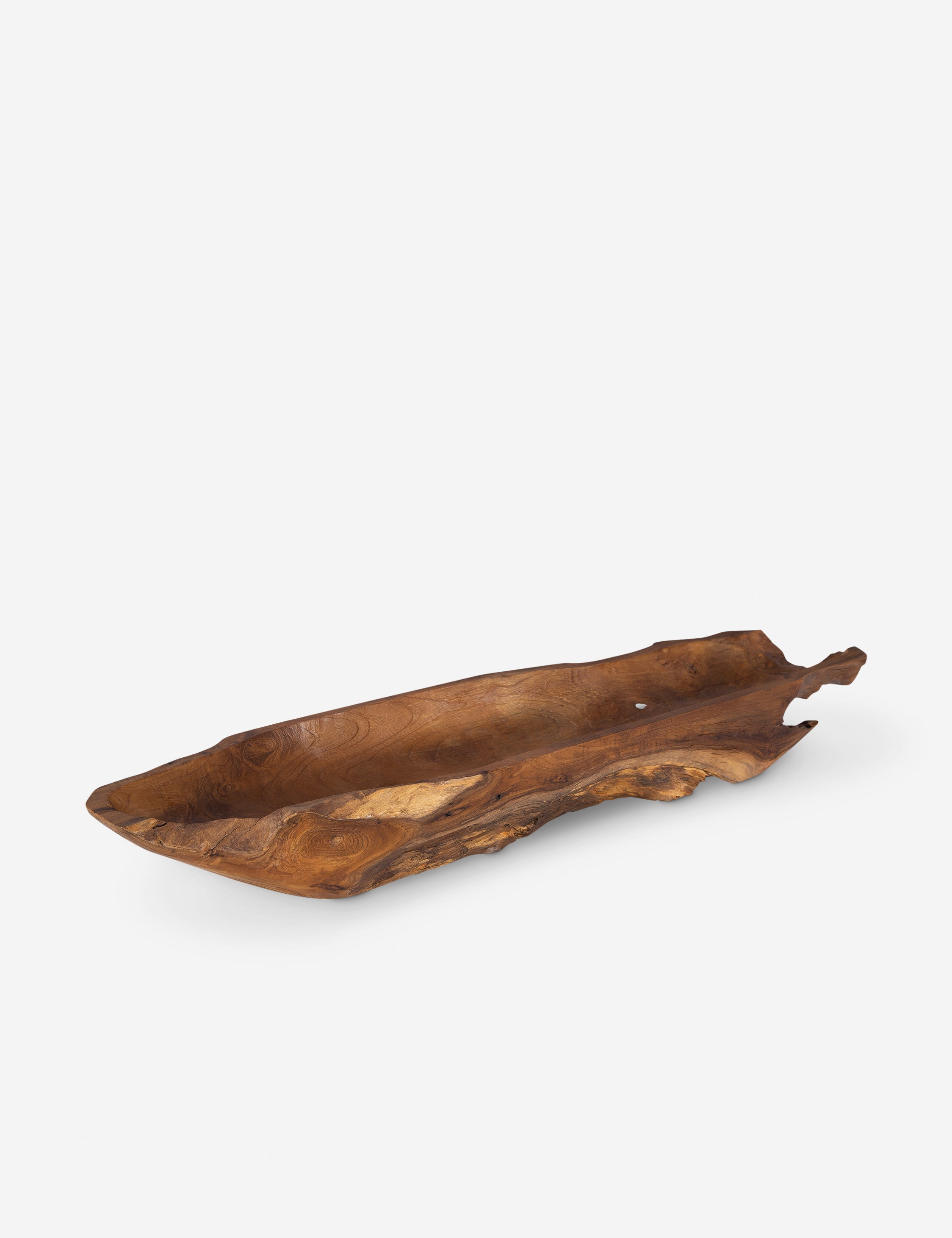 Yuma low-profile, decorative teak wood centerpiece bowl.
