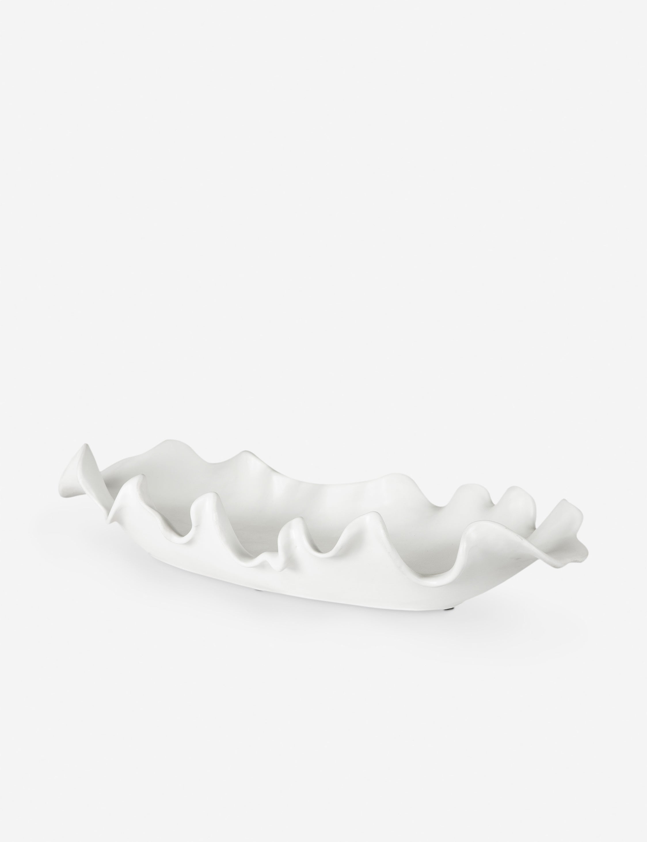 Beline low-profile ruffled long decorative bowl.
