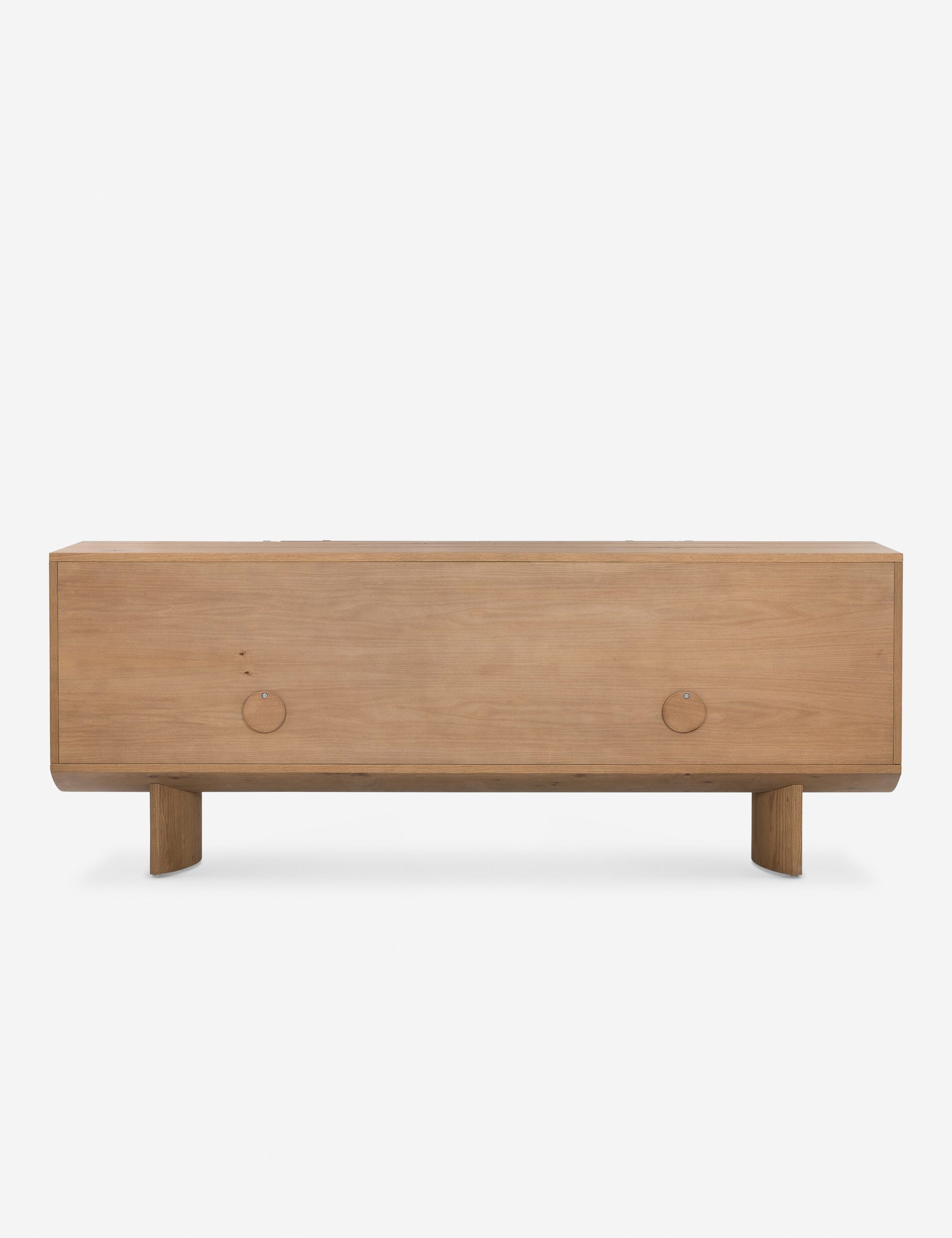Back of the Remwald sculptural oak wood sideboard cabinet.