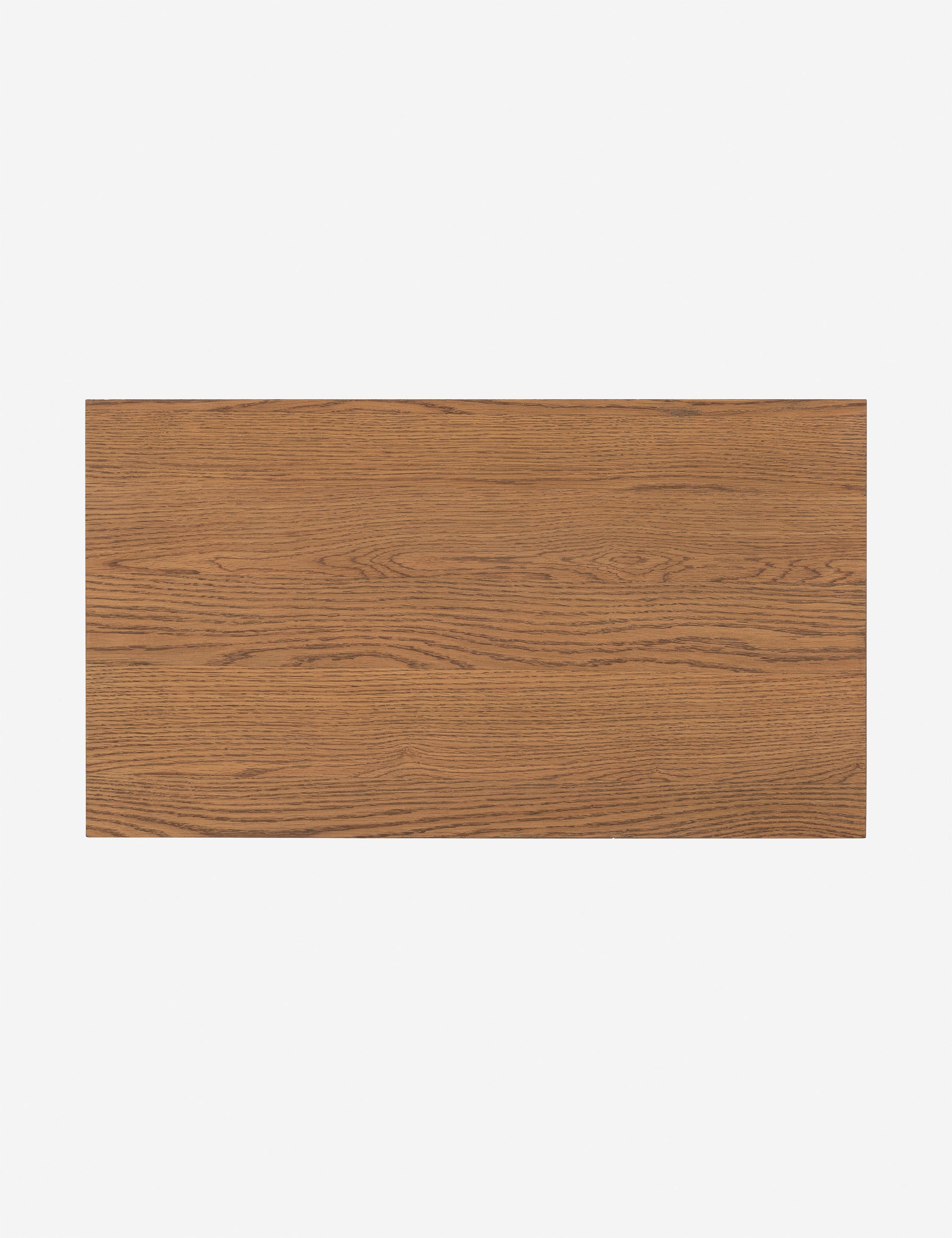 Overhead view of the top of the Kisner natural grain oak nightstand.