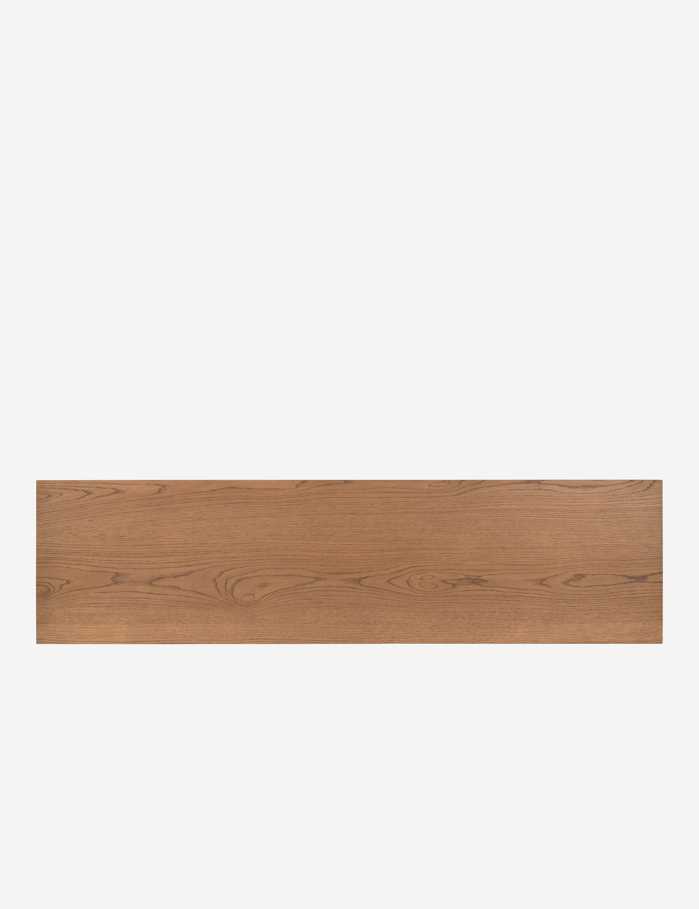 Overhead view of the top of the Kisner natural grain oak dresser.