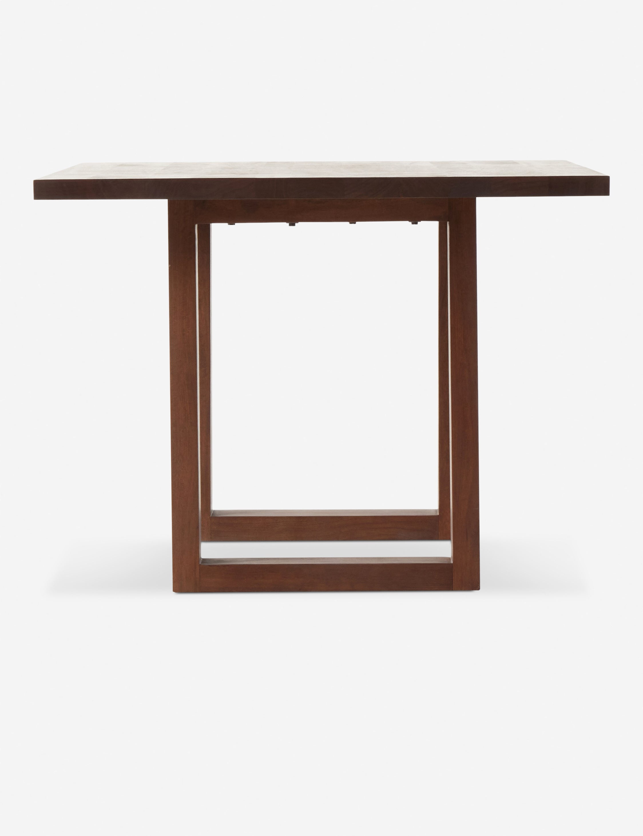 Side view of the Mannion modern square leg dining table.