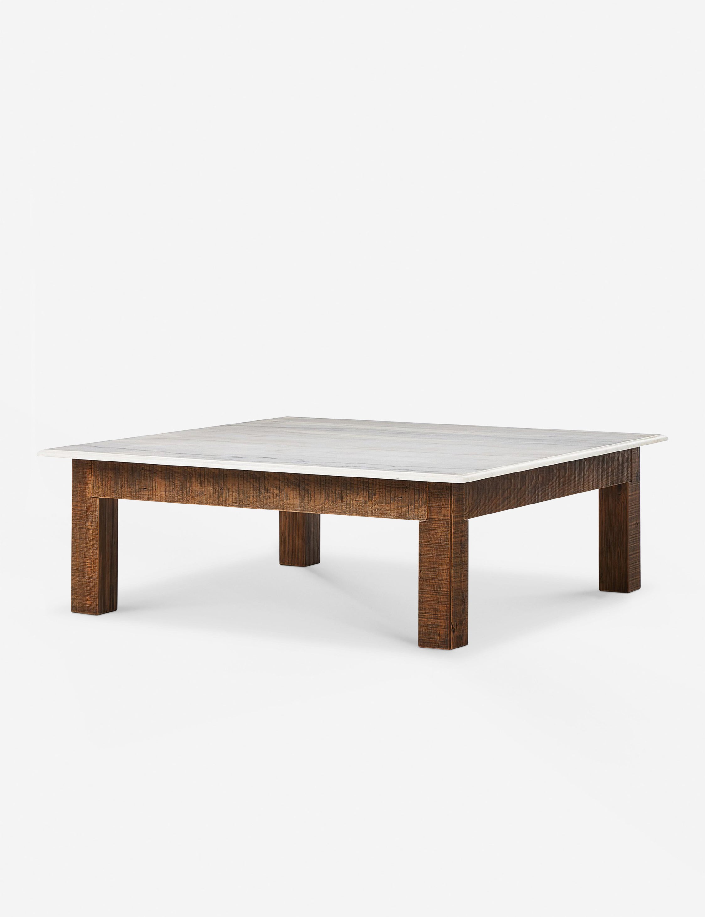 Henshaw rustic square marble top coffee table.
