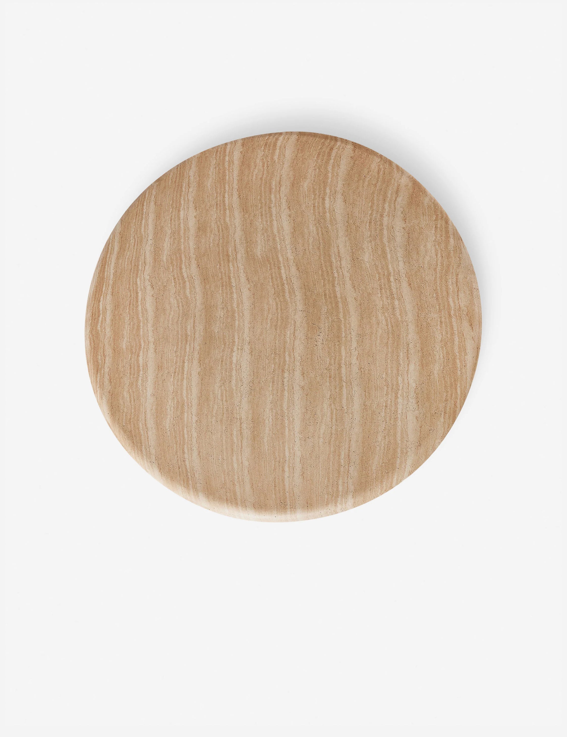 Overhead view of the top of the Vinci round stone sculptural coffee table.