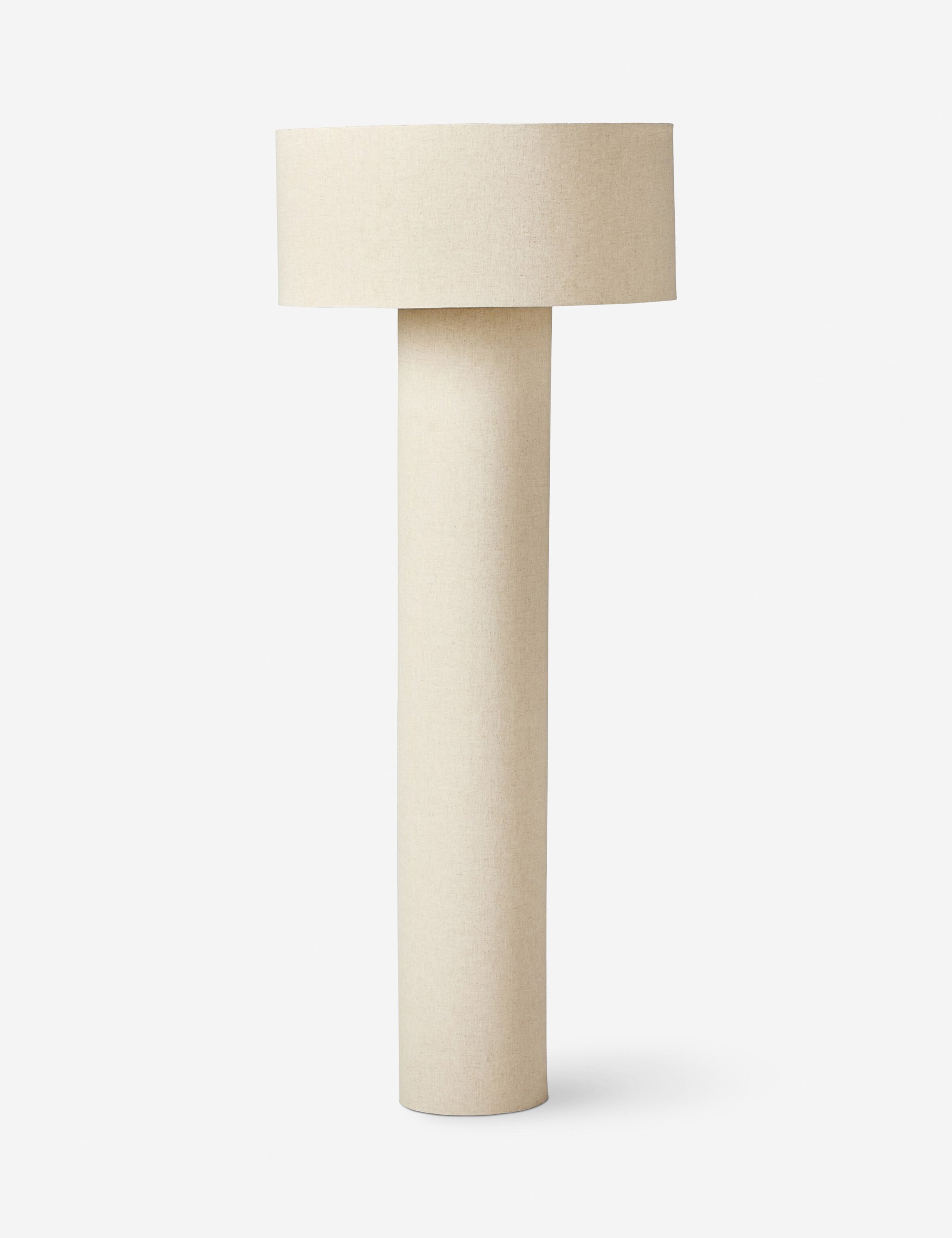 Solstice monochromatic linen column floor lamp.