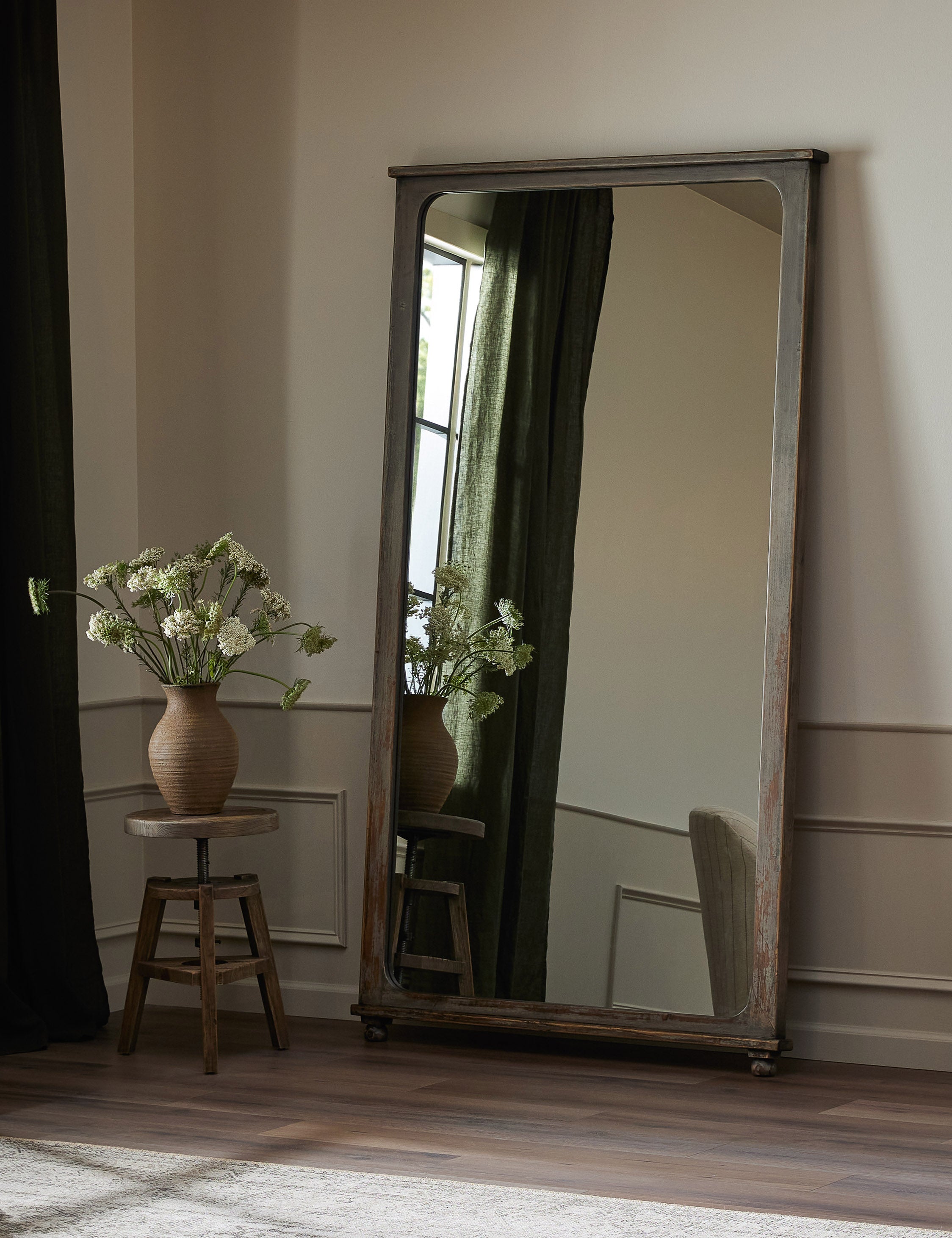 Orleans Floor Mirror by Amber Lewis x Four Hands : Blue Antique Pine