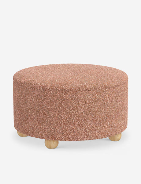 #color::blush-luxe-boucle #size::34-Dia | Angled view of the Kamila Blush Boucle 34-inch ottoman