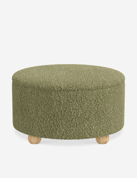 #color::green-luxe-boucle #size::34-Dia | Kamila Green Boucle 34-inch round ottoman with storage space and pinewood feet