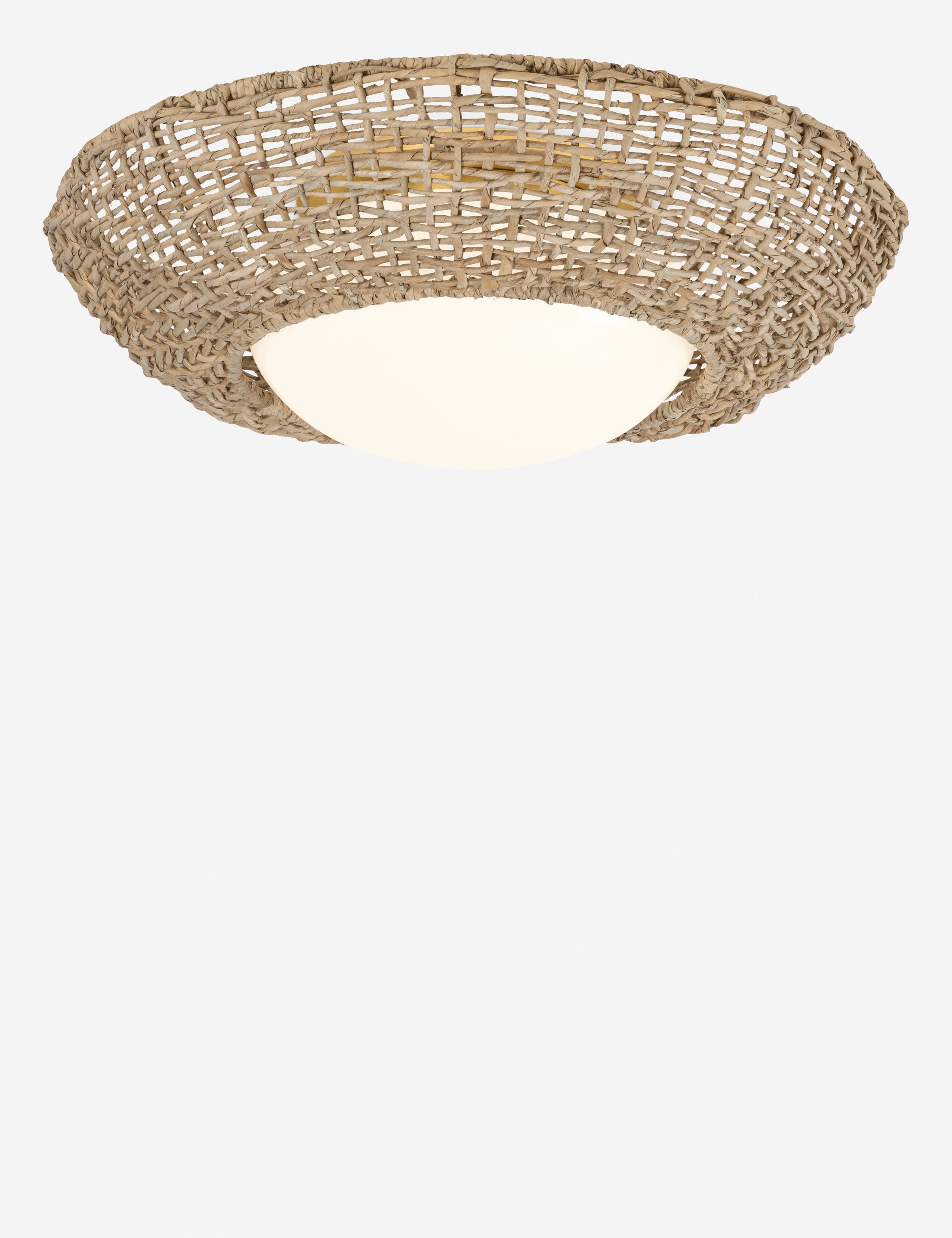 Byrd woven rope coastal flush mount light.