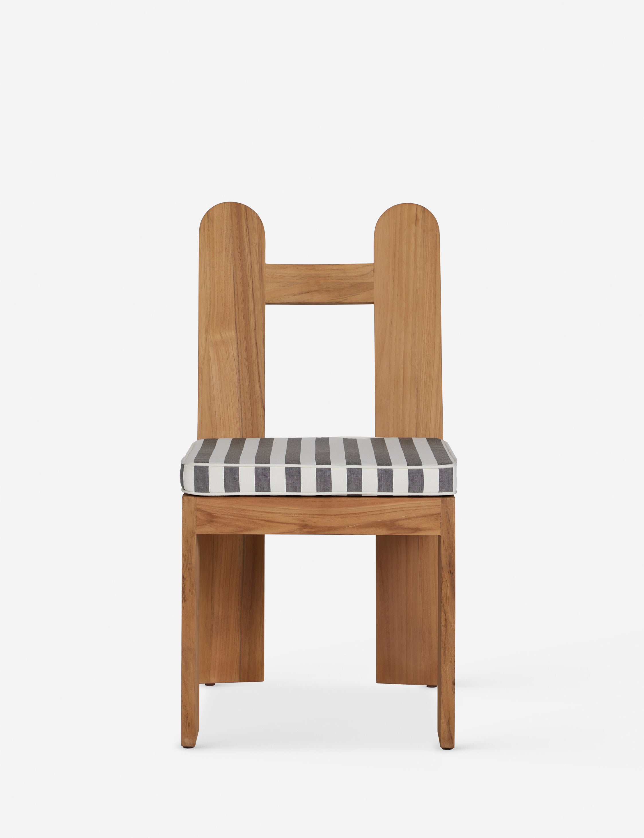 Abbot solid teak sculptural outdoor dining chair by Sarah Sherman Samuel.