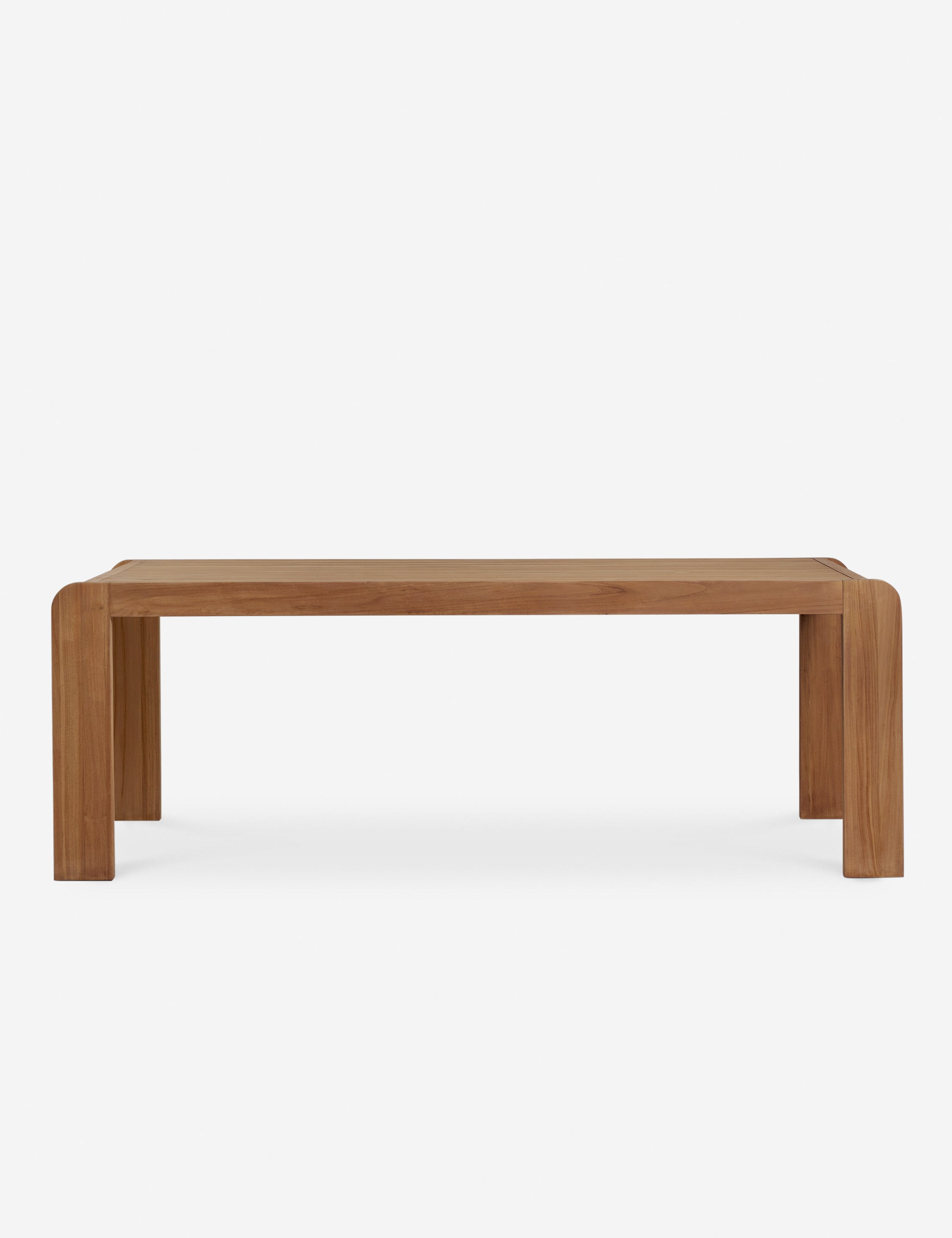Abbot solid teak rectangular outdoor dining table by Sarah Sherman Samuel.