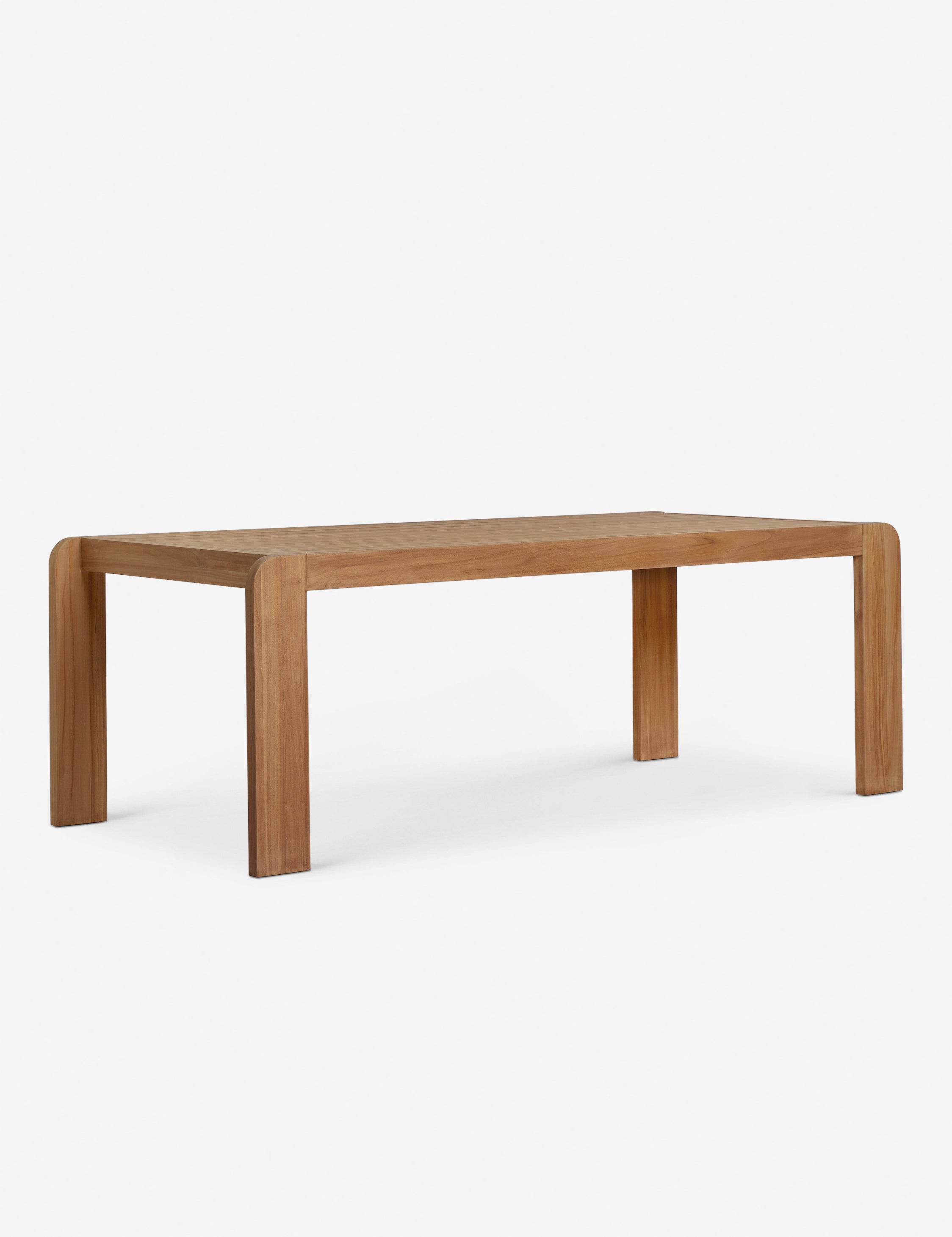 Abbot solid teak rectangular outdoor dining table by Sarah Sherman Samuel.