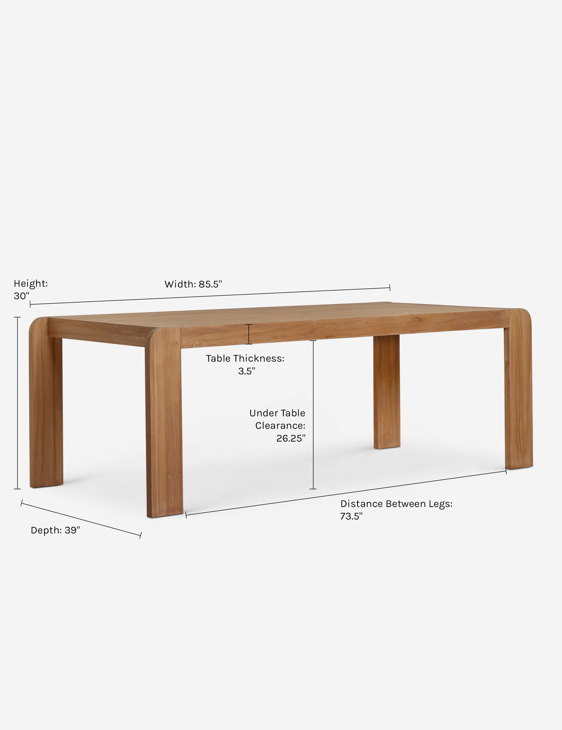 Dimensions on the Abbot dining table