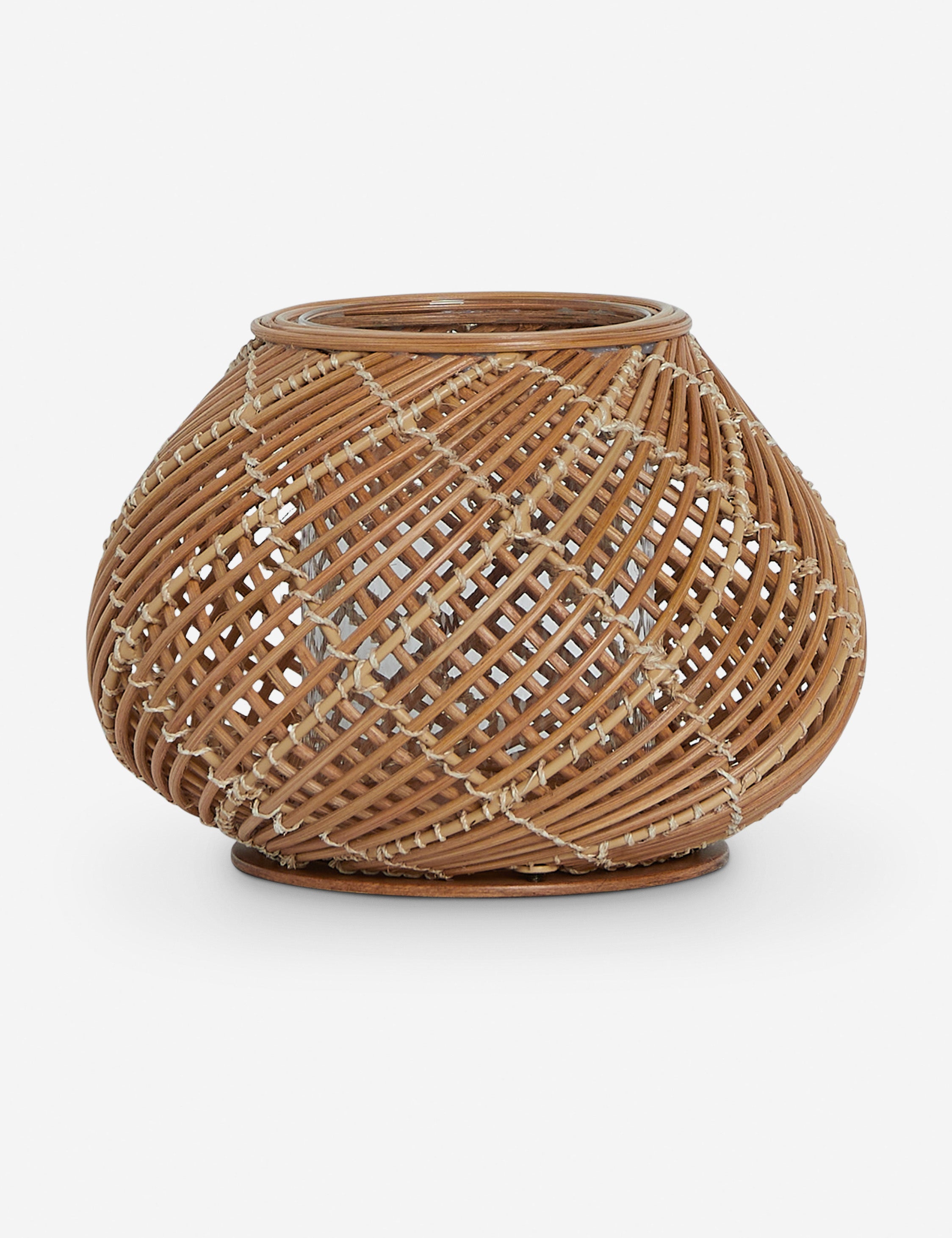 Argos small modern woven lantern candleholder.