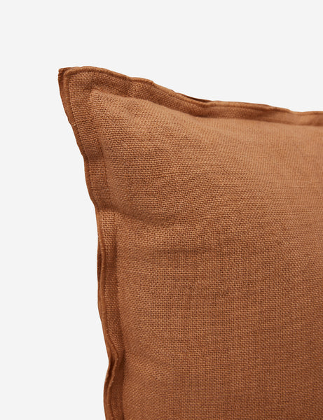 #color::burnt-orange #size::lumbar #fill type::with-feather-down-insert #fill type::pillow-cover-only | Corner of the arlo Burnt Orange lumbar pillow