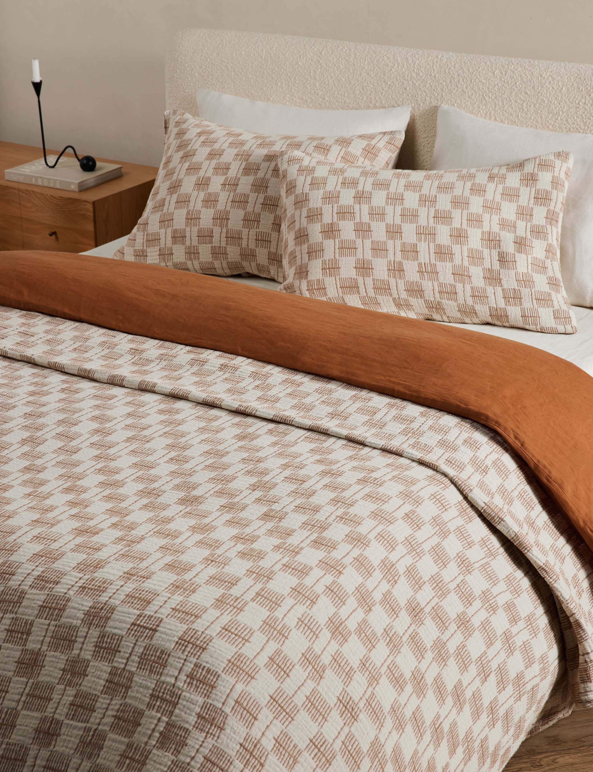 Basketweave cotton soft-texture bed blanket