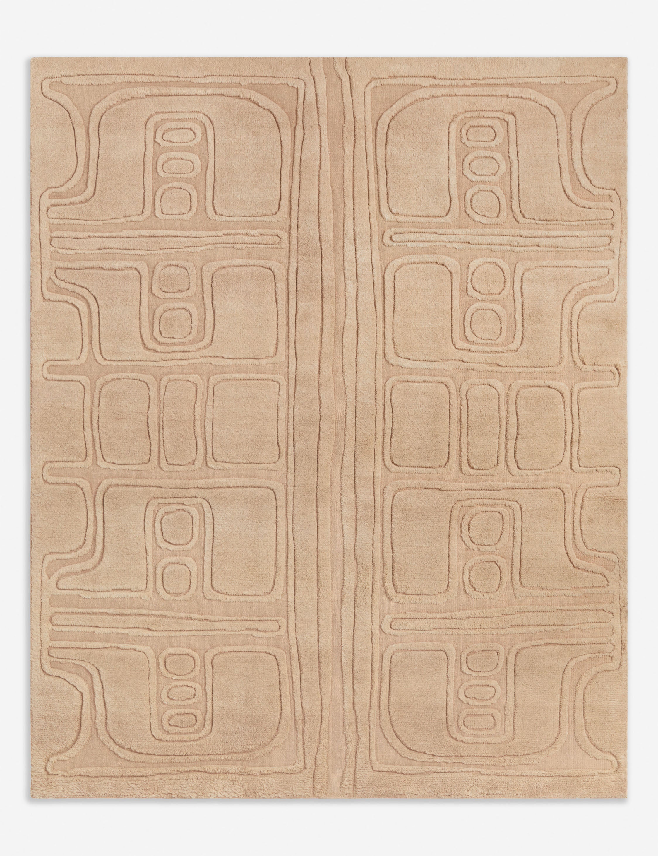 Bosa abstract design hand-knotted wool rug.