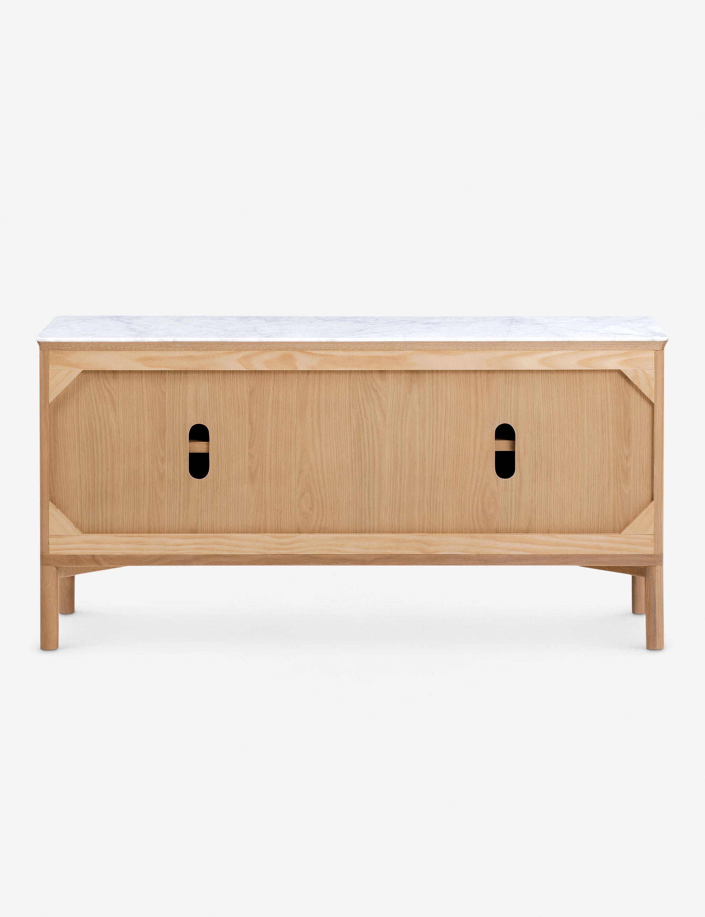 Back of the Matija marble top, reeded door media console