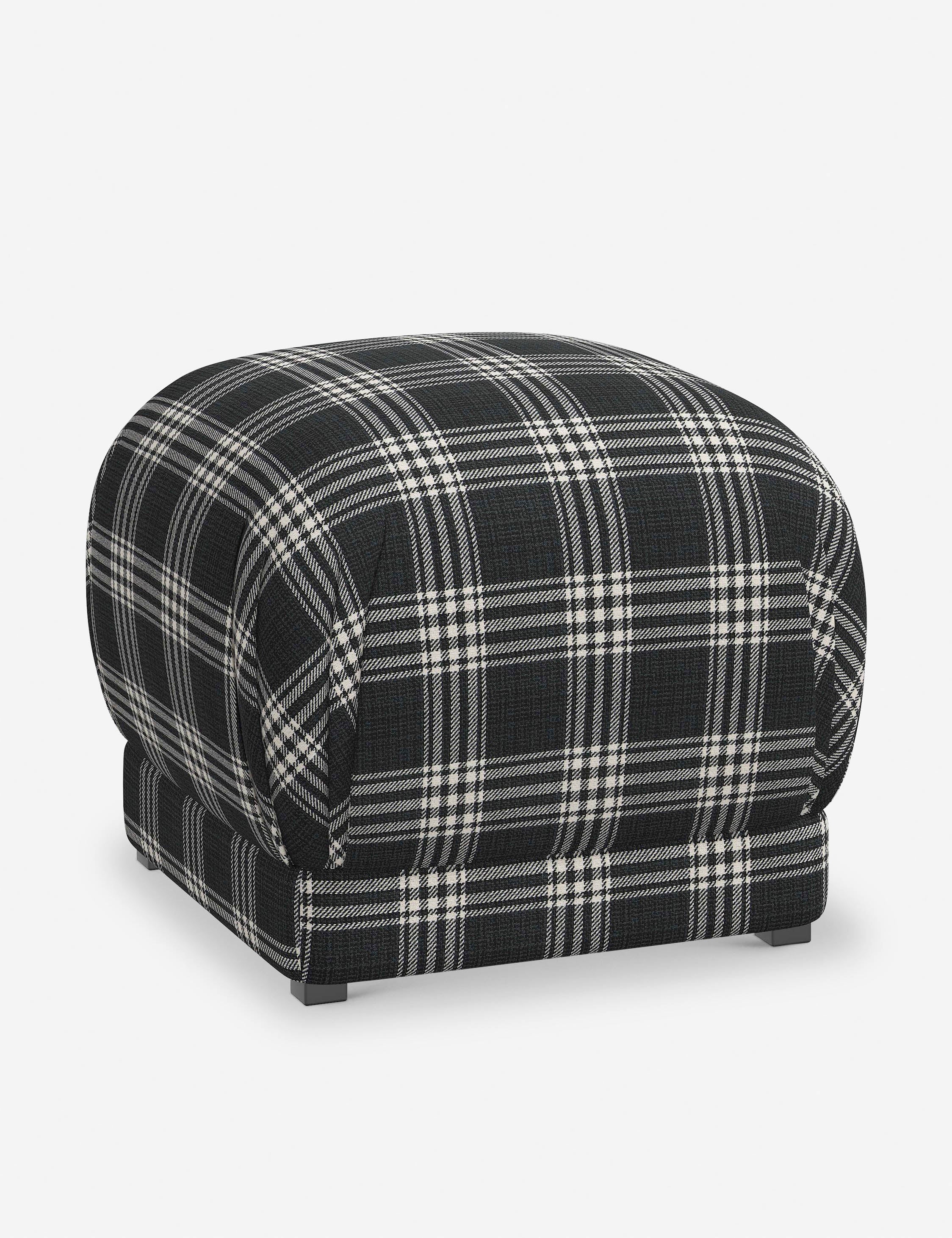 Angled view of the Bailee Prep School Plaid ottoman