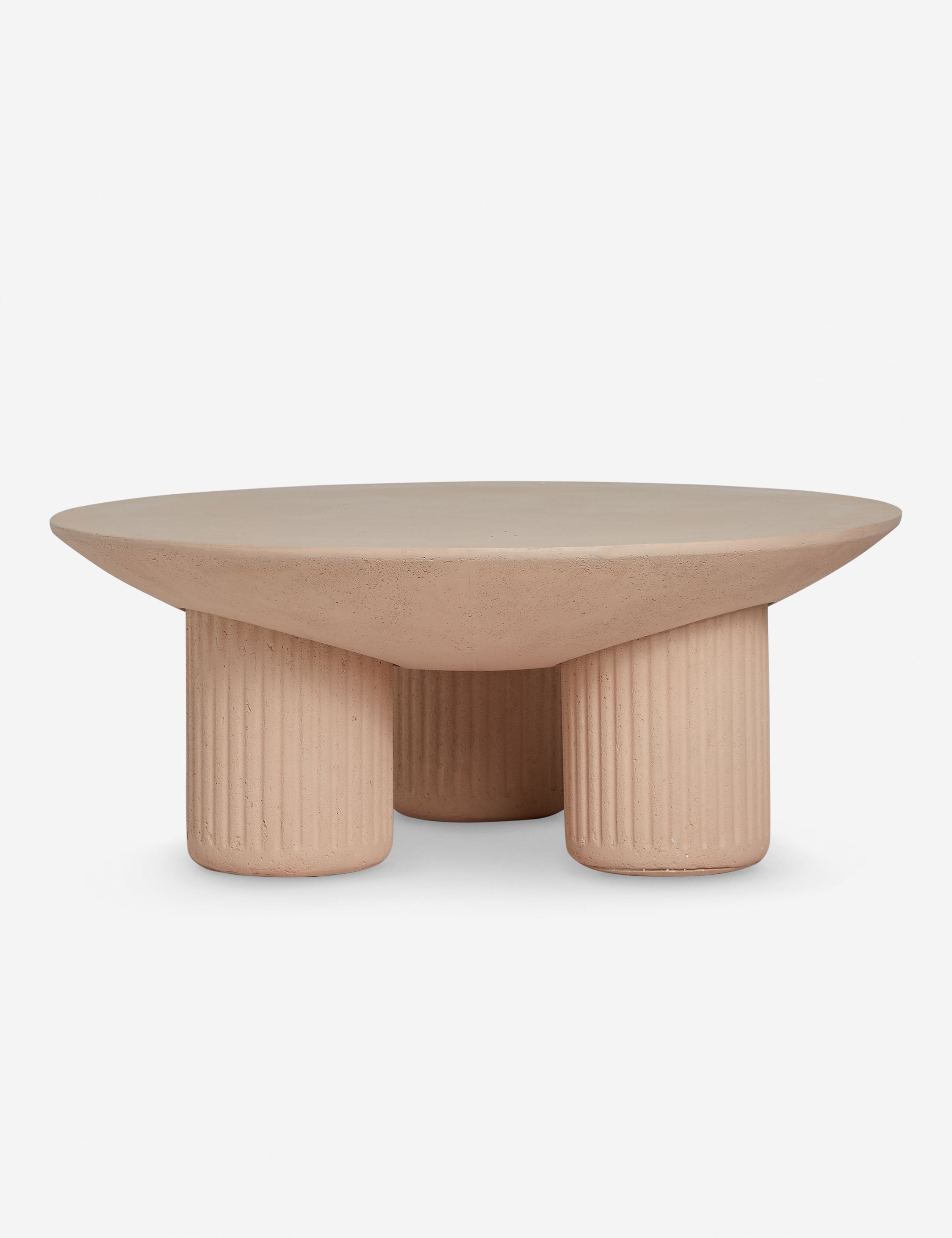 Carr modern round fluted base coffee table.
