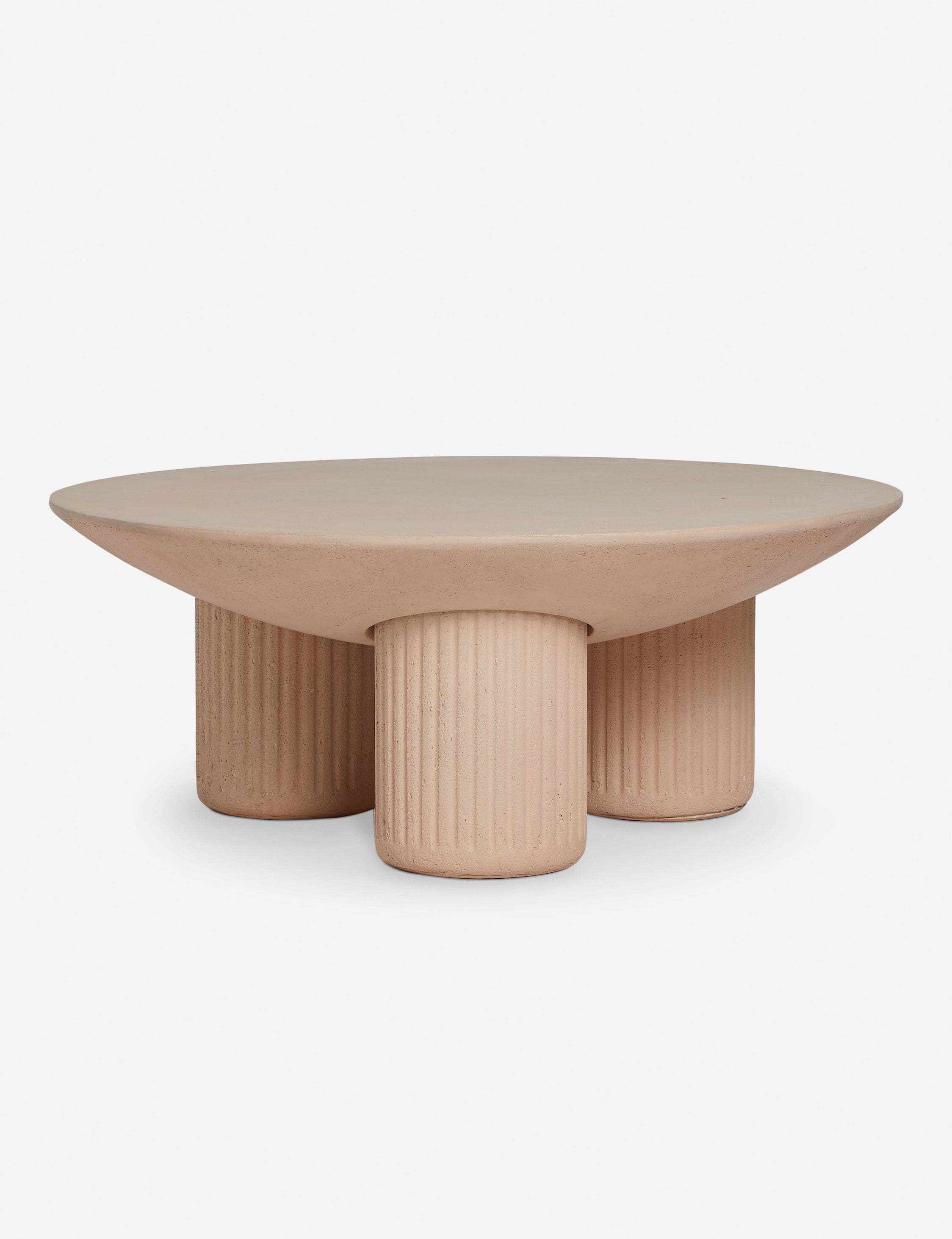 Carr modern round fluted base coffee table.