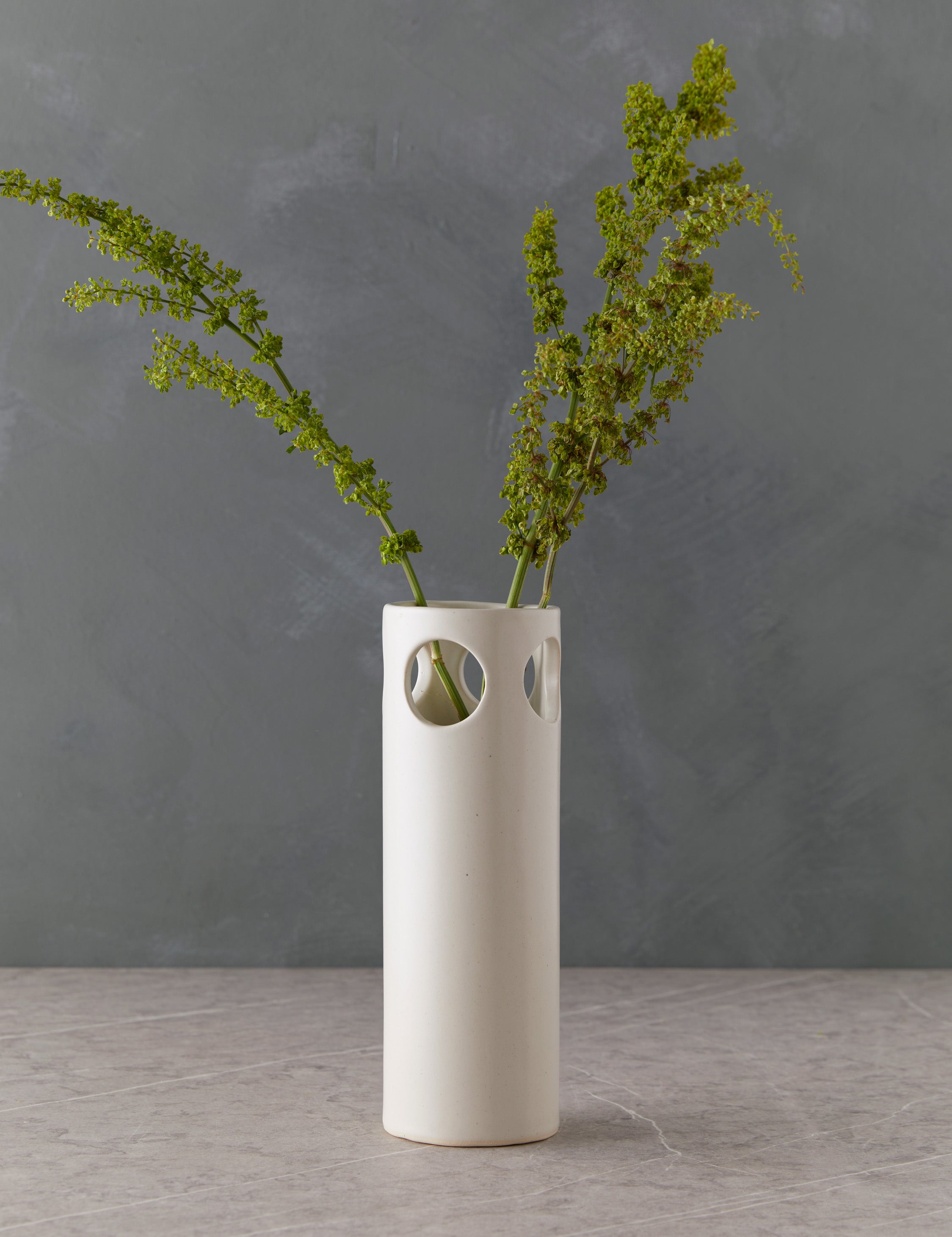 Tall ceramic Cenote Vase by SIN Ceramics in white