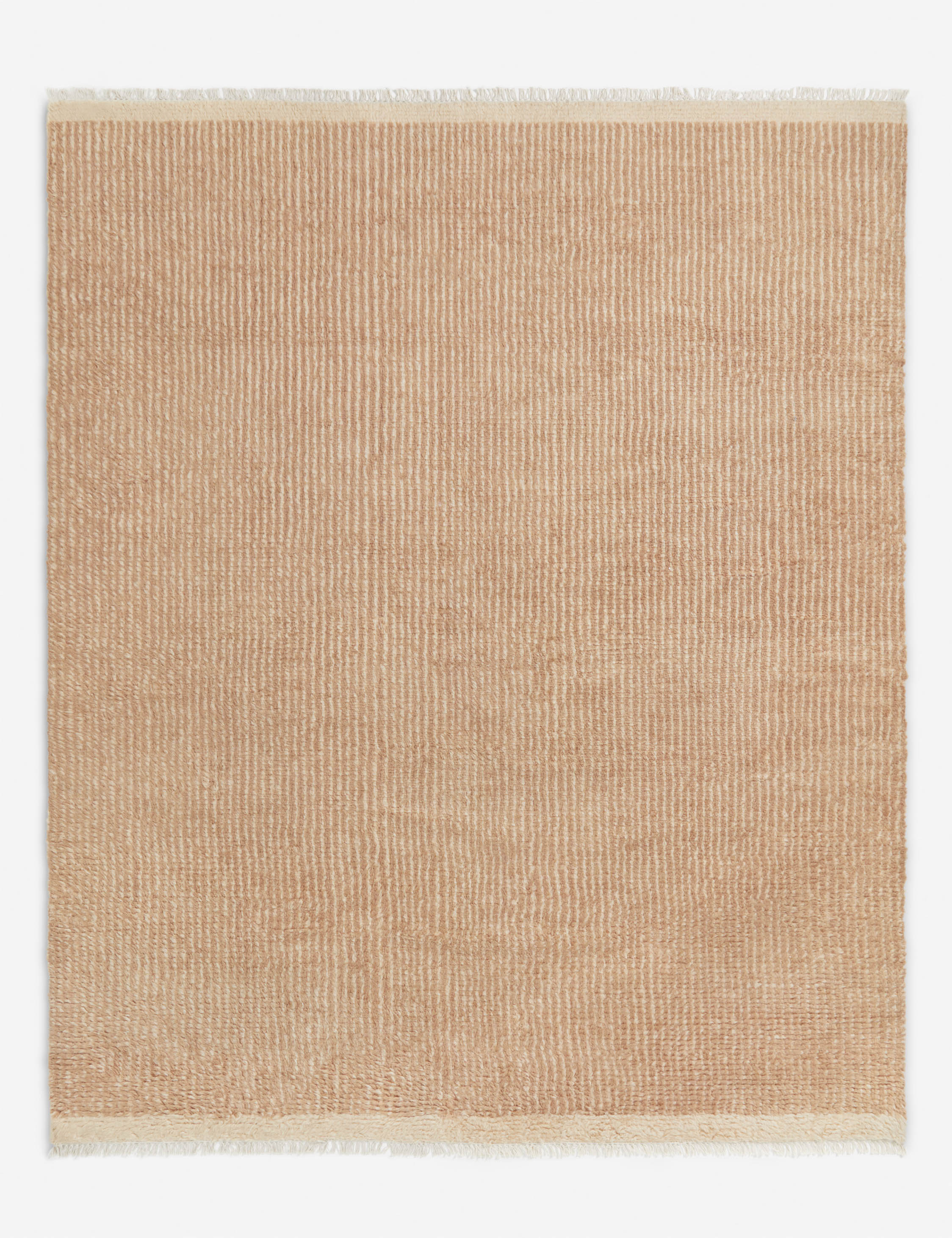 Cyprus striped, tasseled, Moroccan-styled wool rug.