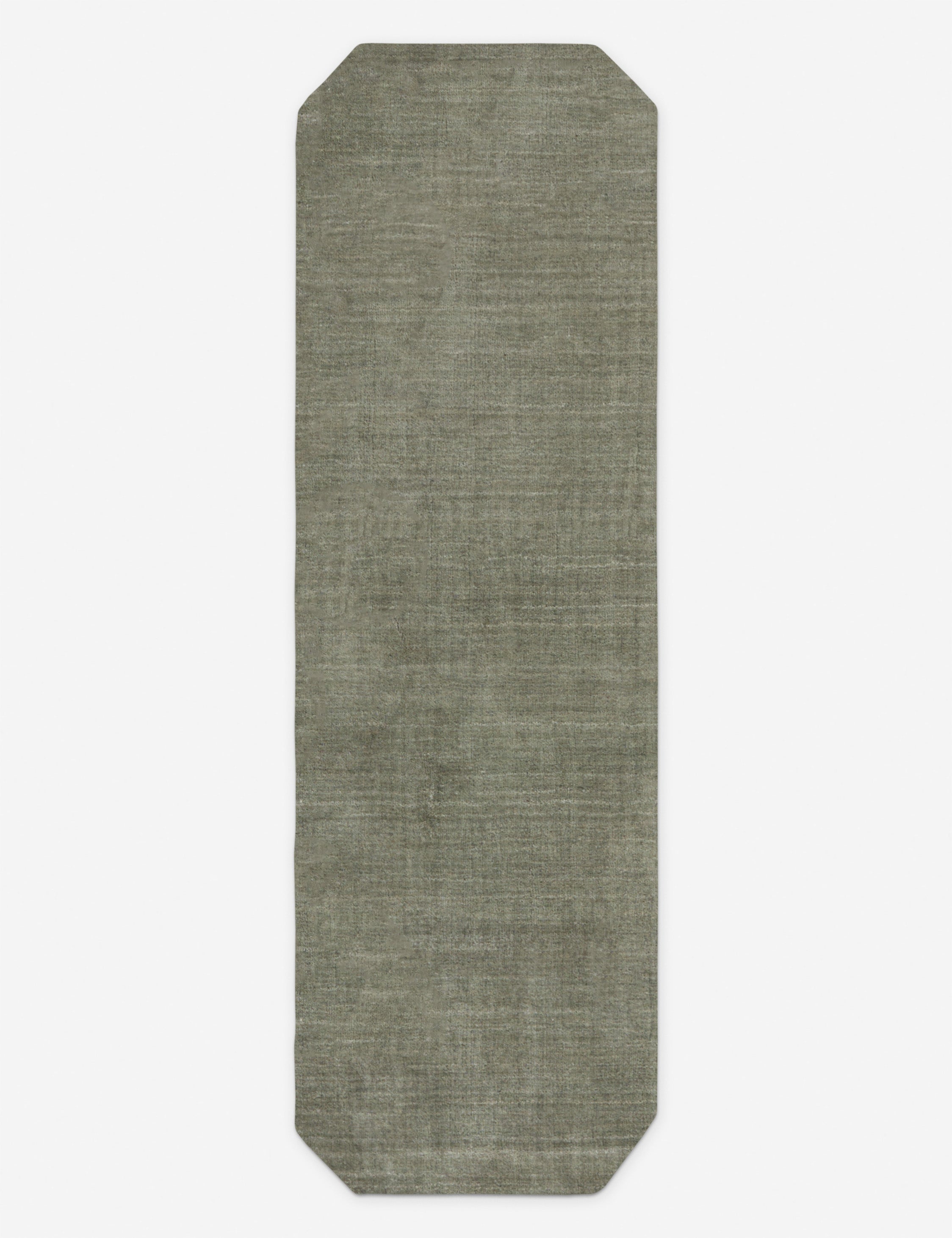 Damara solid viscose runner rug in sage.