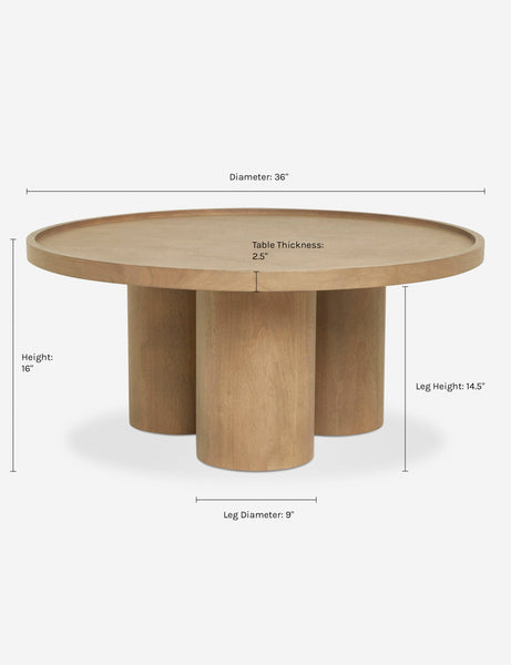 | Dimensions on the Delta Round Coffee Table