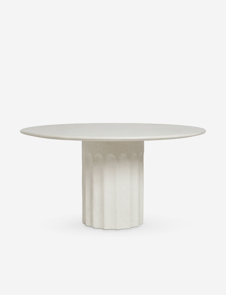| Doric white round fiberstone dining table with a column base by Sarah Sherman Samuel