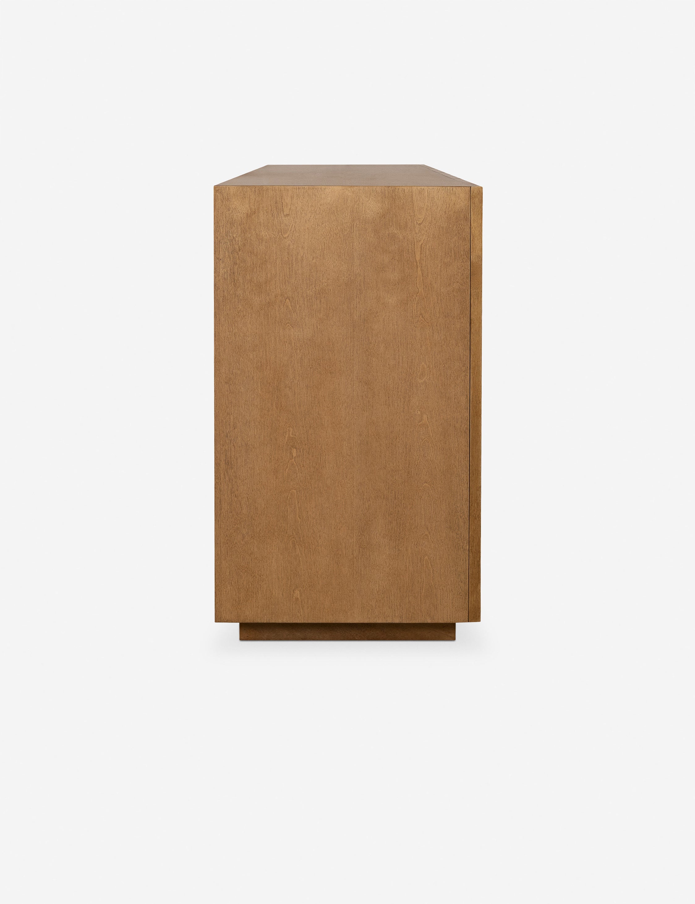 Side profile of the Fielder mid-century modern 4-door sideboard cabinet.