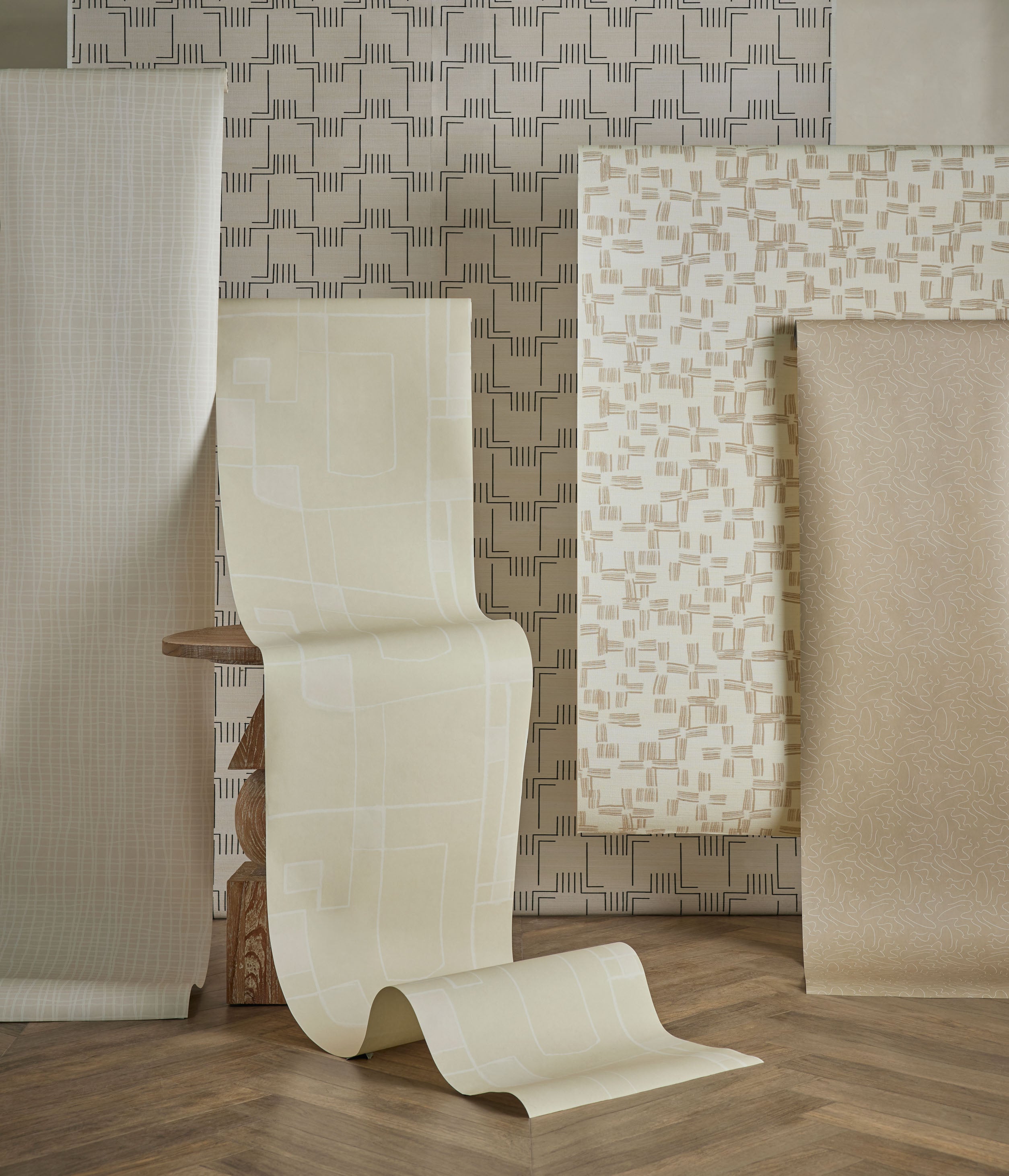 Seafarer Abstract Grid Wallpaper by Élan Byrd.