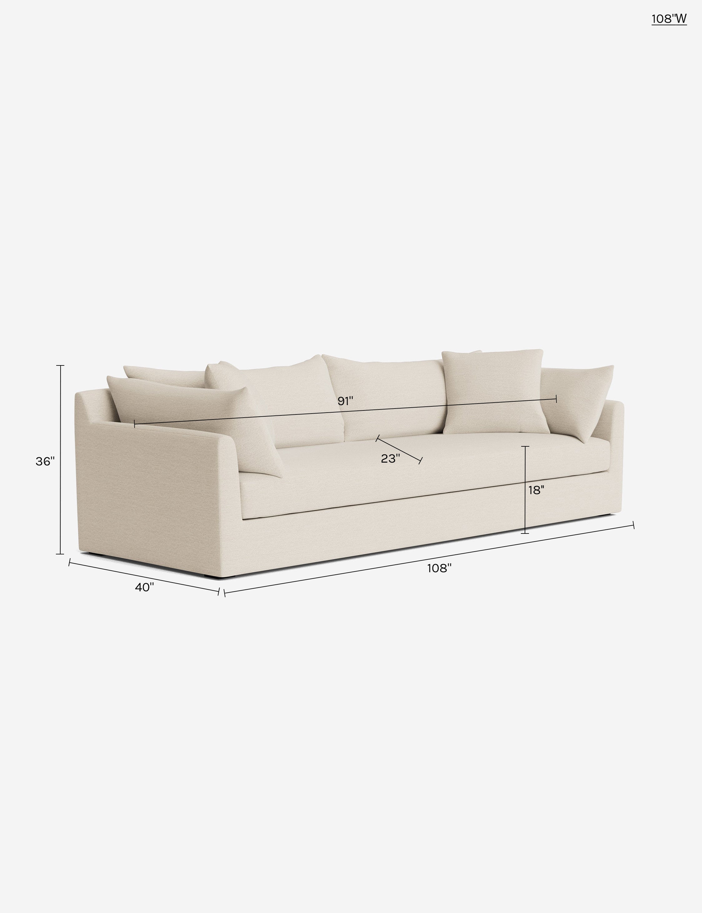 Cashel Sofa : Ivory Performance Fabric / 72