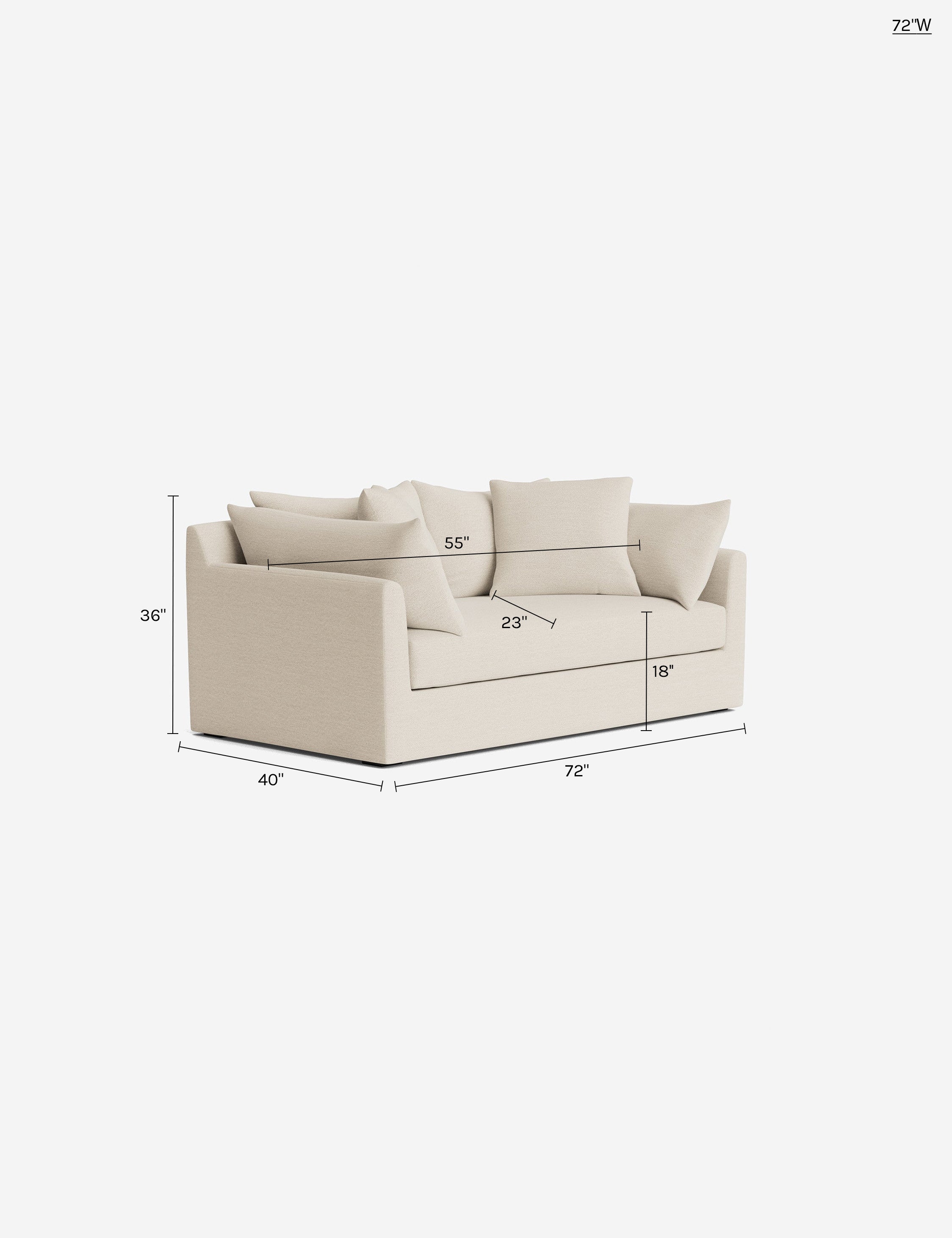 Cashel Sofa : Ivory Performance Fabric / 72