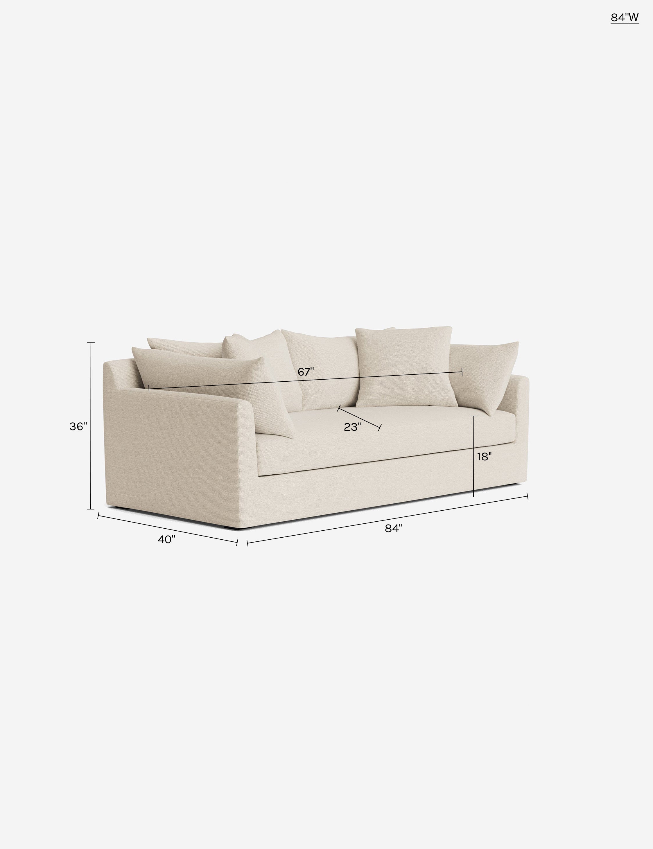 Cashel Sofa : Ivory Performance Fabric / 72