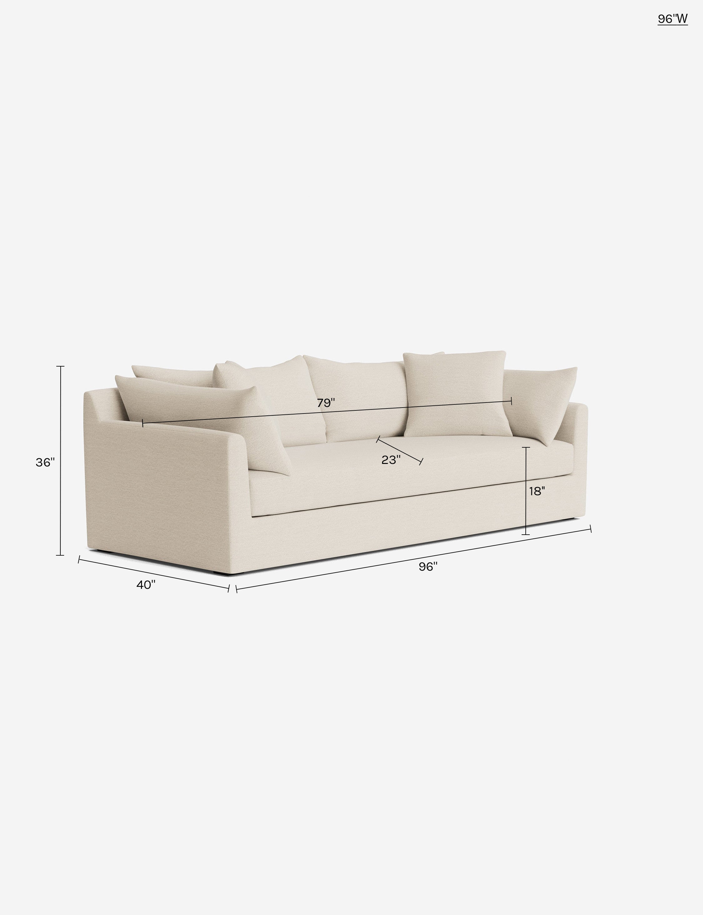 Cashel Sofa : Ivory Performance Fabric / 72