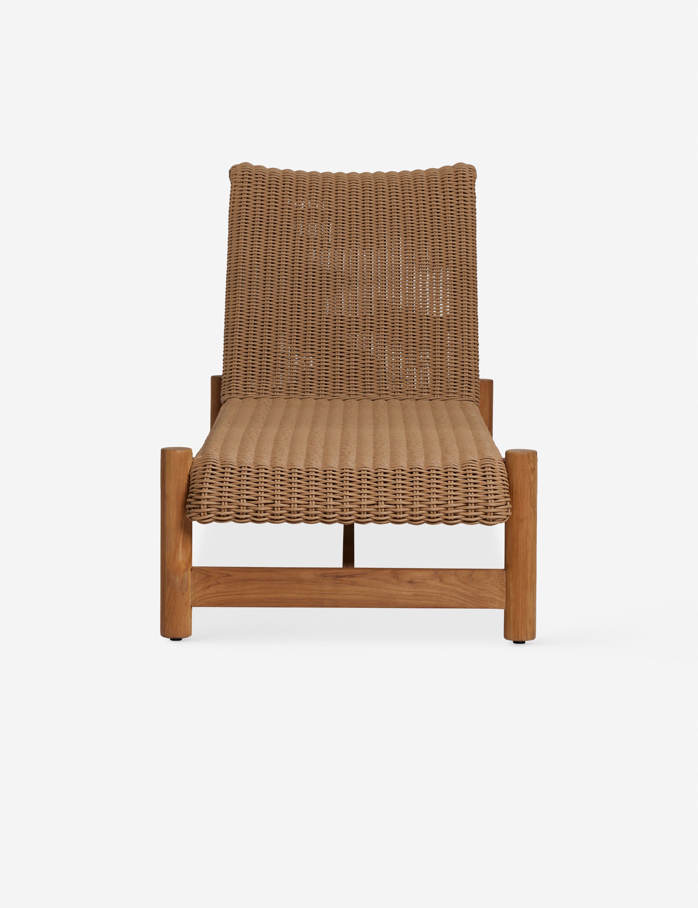 Front of the Gally wicker and teak outdoor chaise.