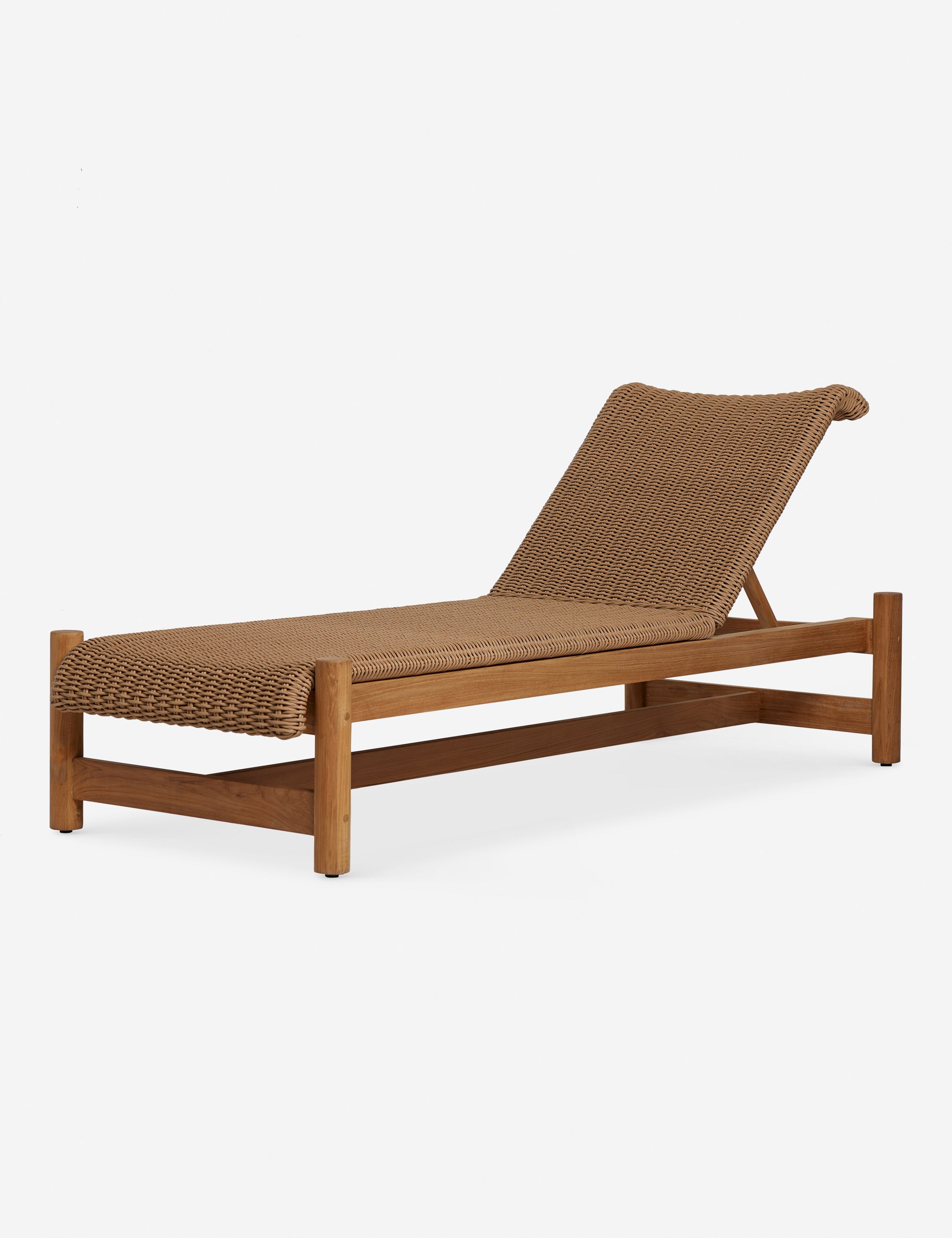 Gally wicker and teak outdoor chaise.