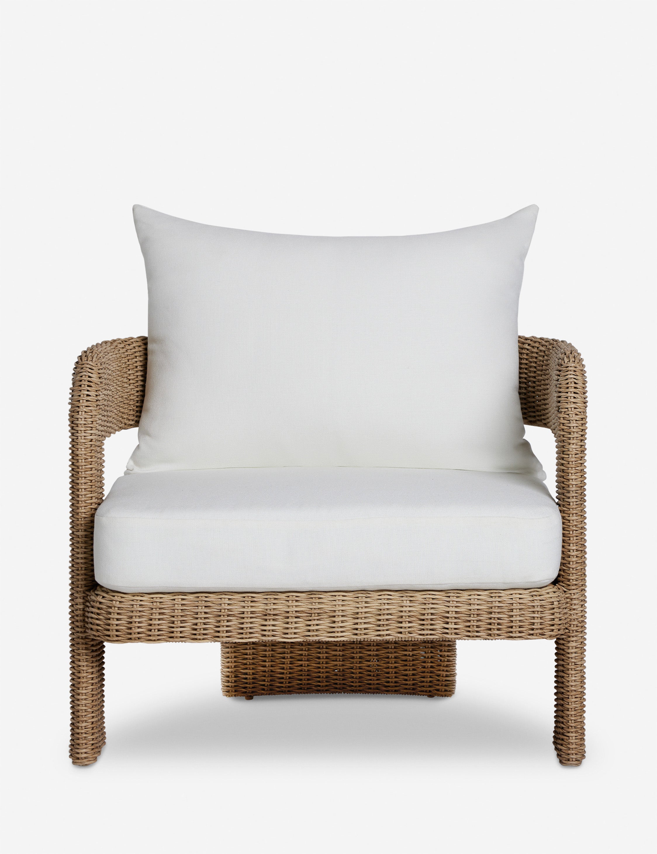 Hadler modern sculptural open frame wicker outdoor accent chair