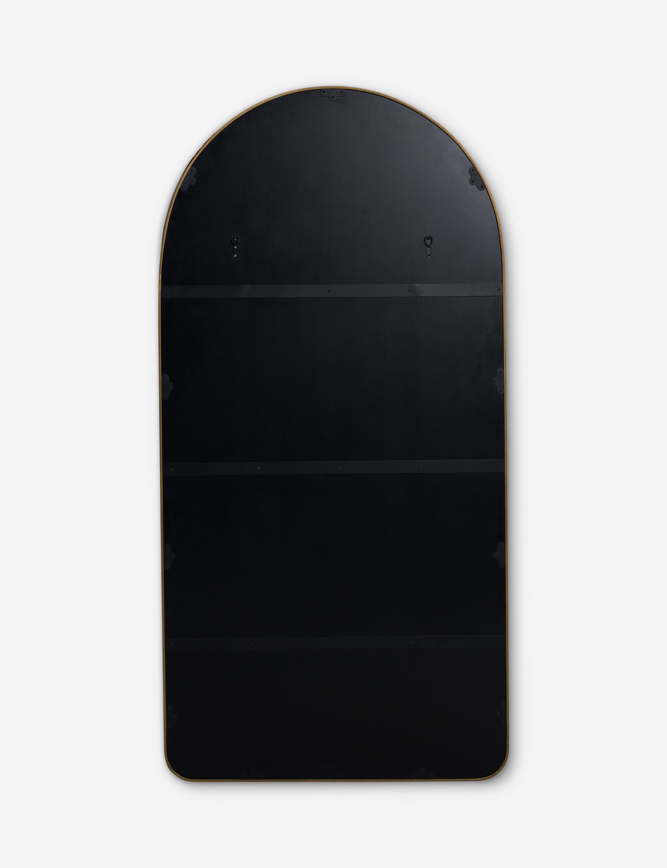 Back of the Idris thin metal framed floor length mirror in gold