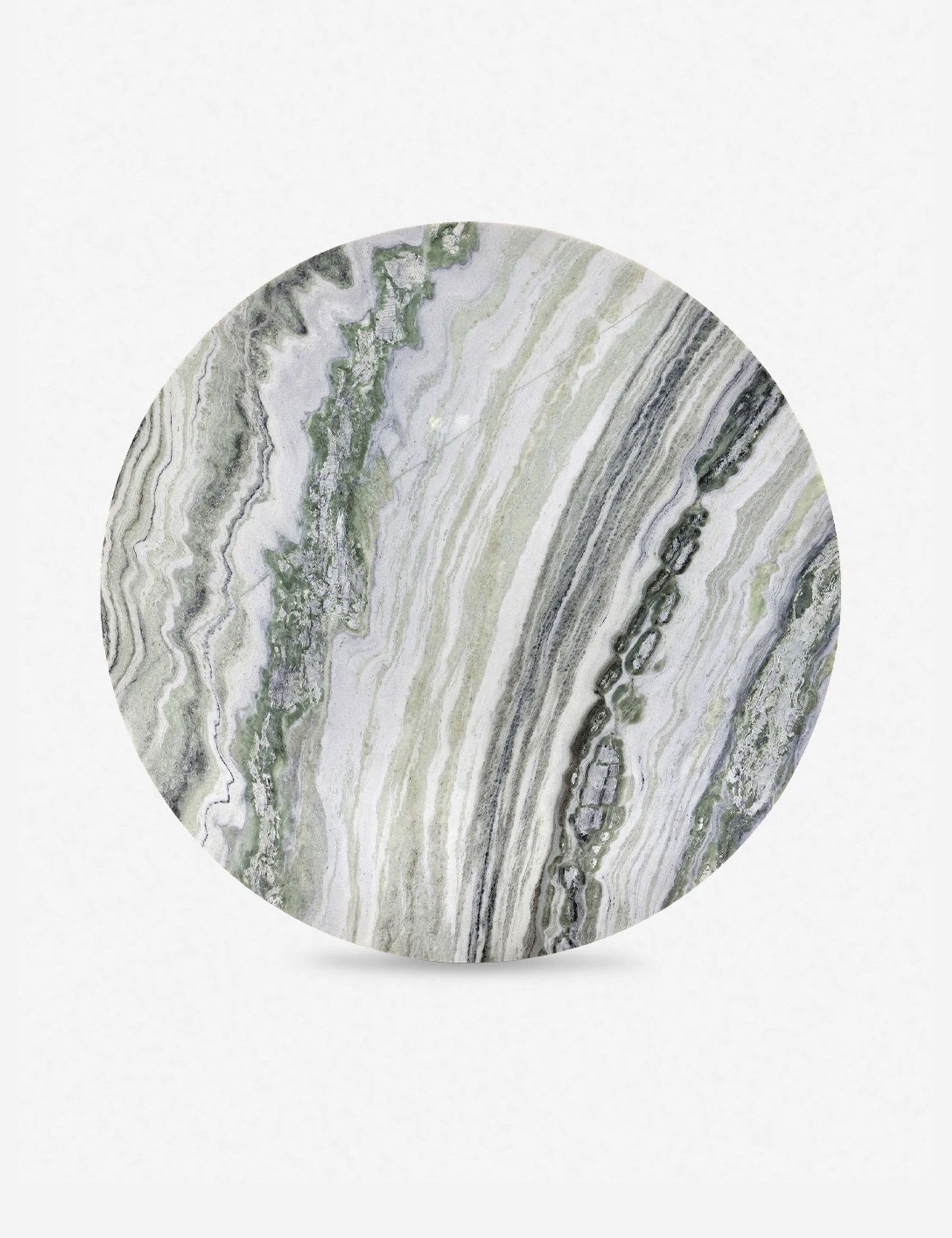 Overhead view of the Celia sculptural round marble dining table.
