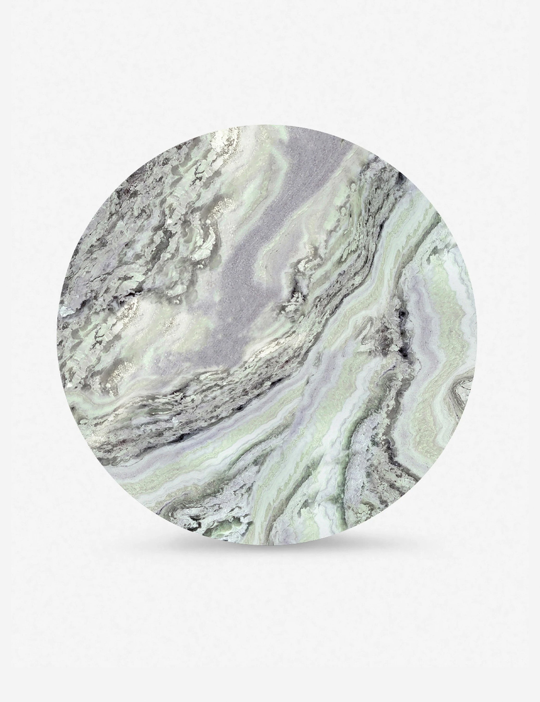 Top of the Celia sculptural round marble dining table.