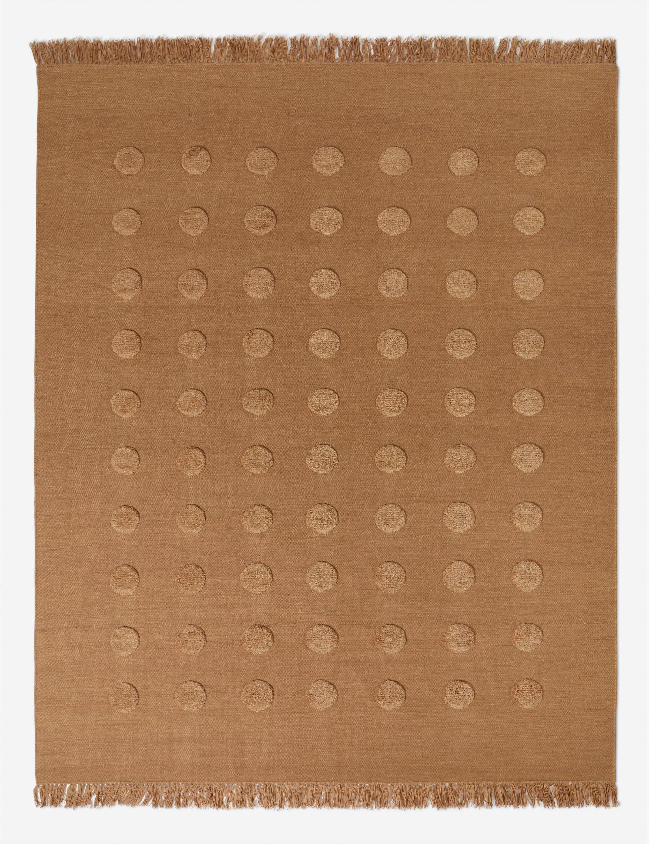 Kohta high-low pile dot design wool area rug in camel