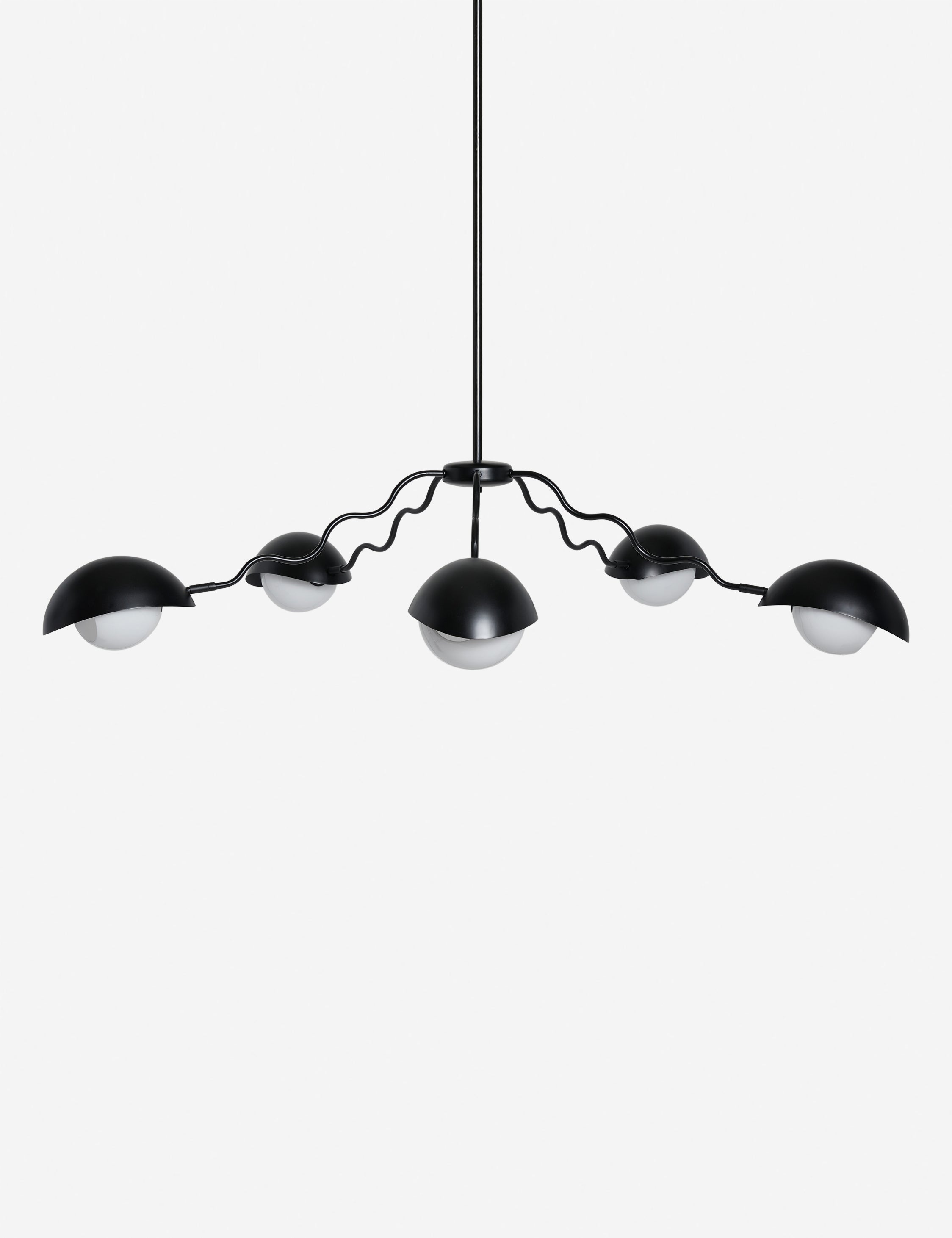 Top view of the Kukka large modern wavy arm chandelier in bronze