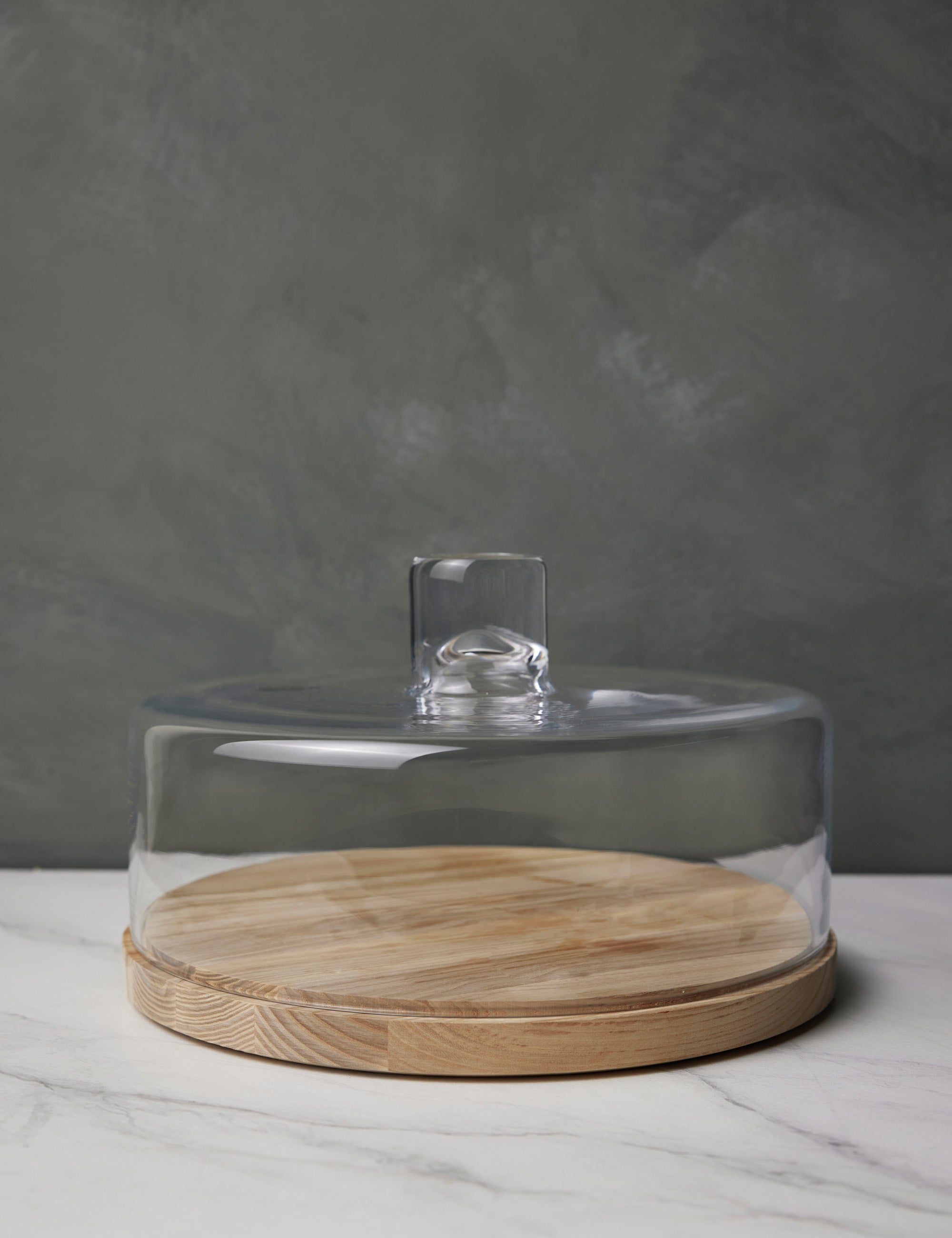 Lotta cheese and pastries glass dome with ash wood base by LSA International