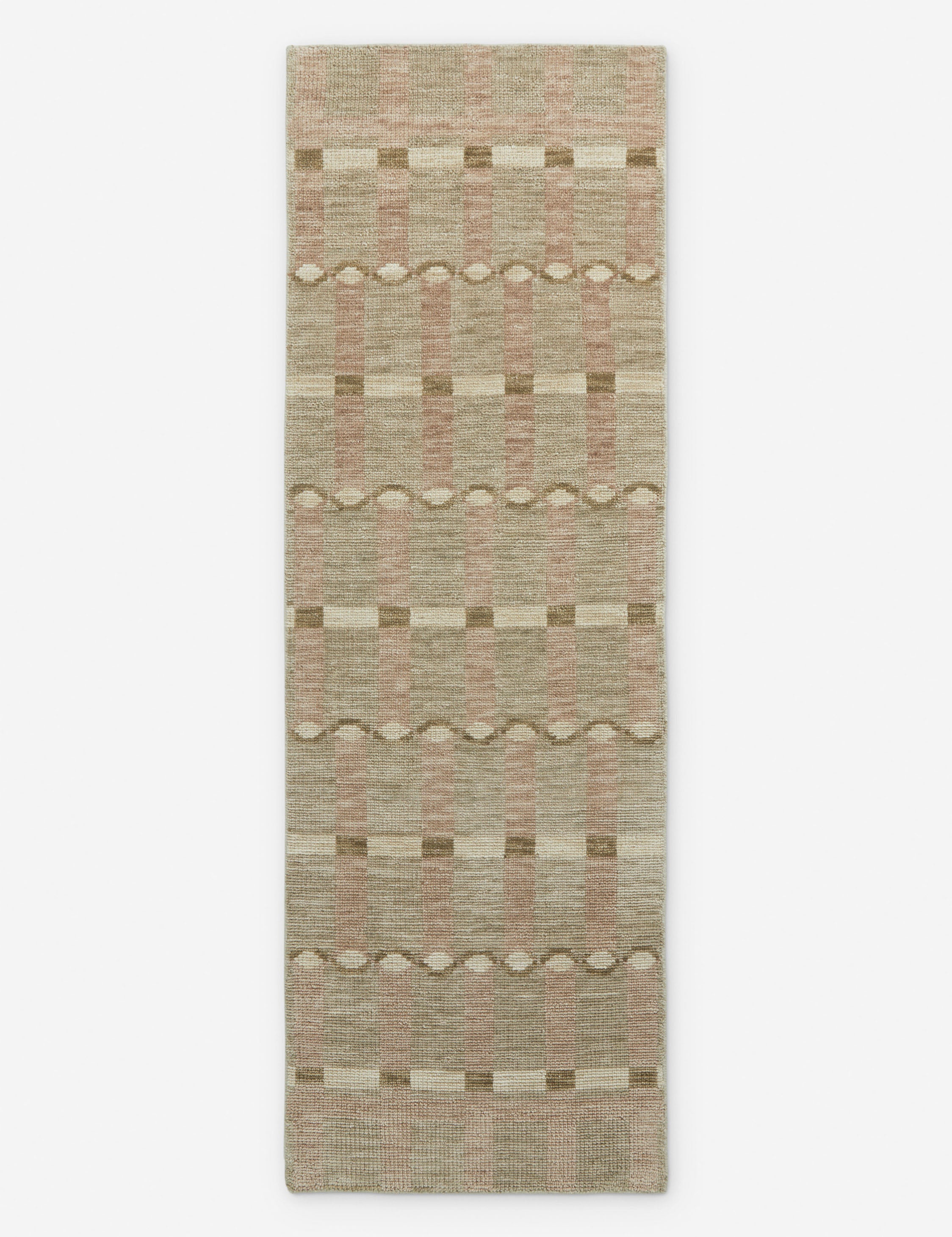 Lalan hand-knotted geometric pattern wool runner rug.