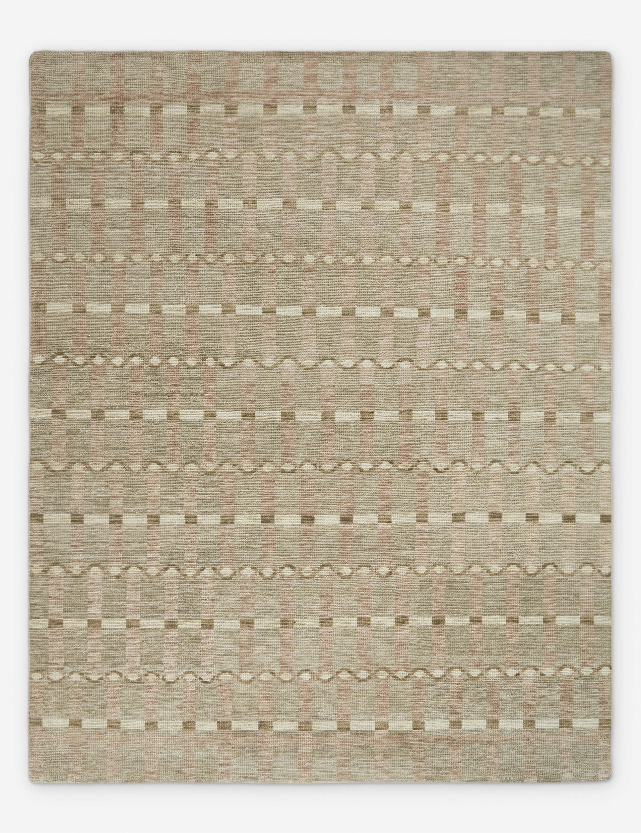 Lalan hand-knotted geometric pattern wool rug.